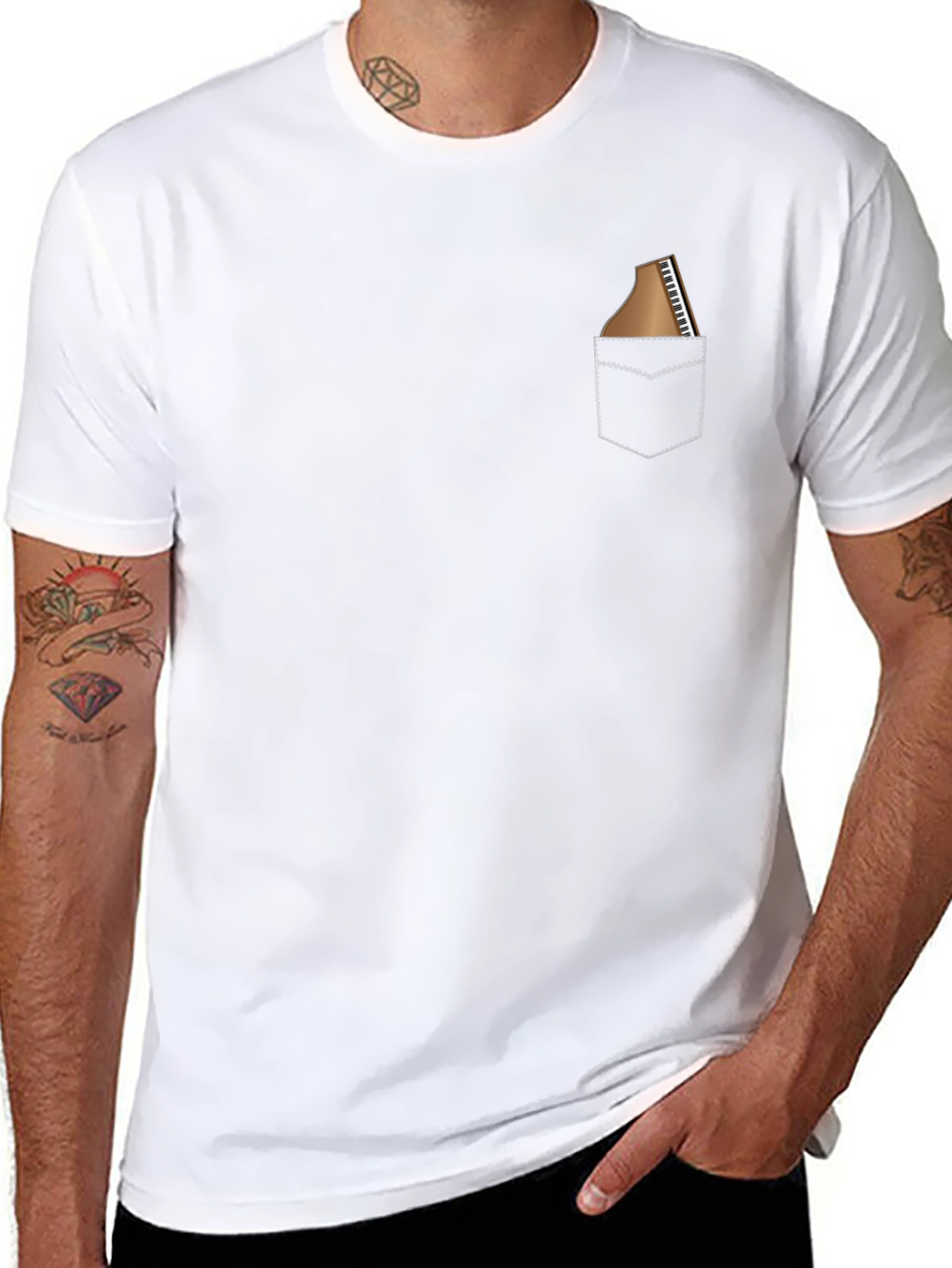 Piano Pocket T-Shirt - Musician Novelty Tee