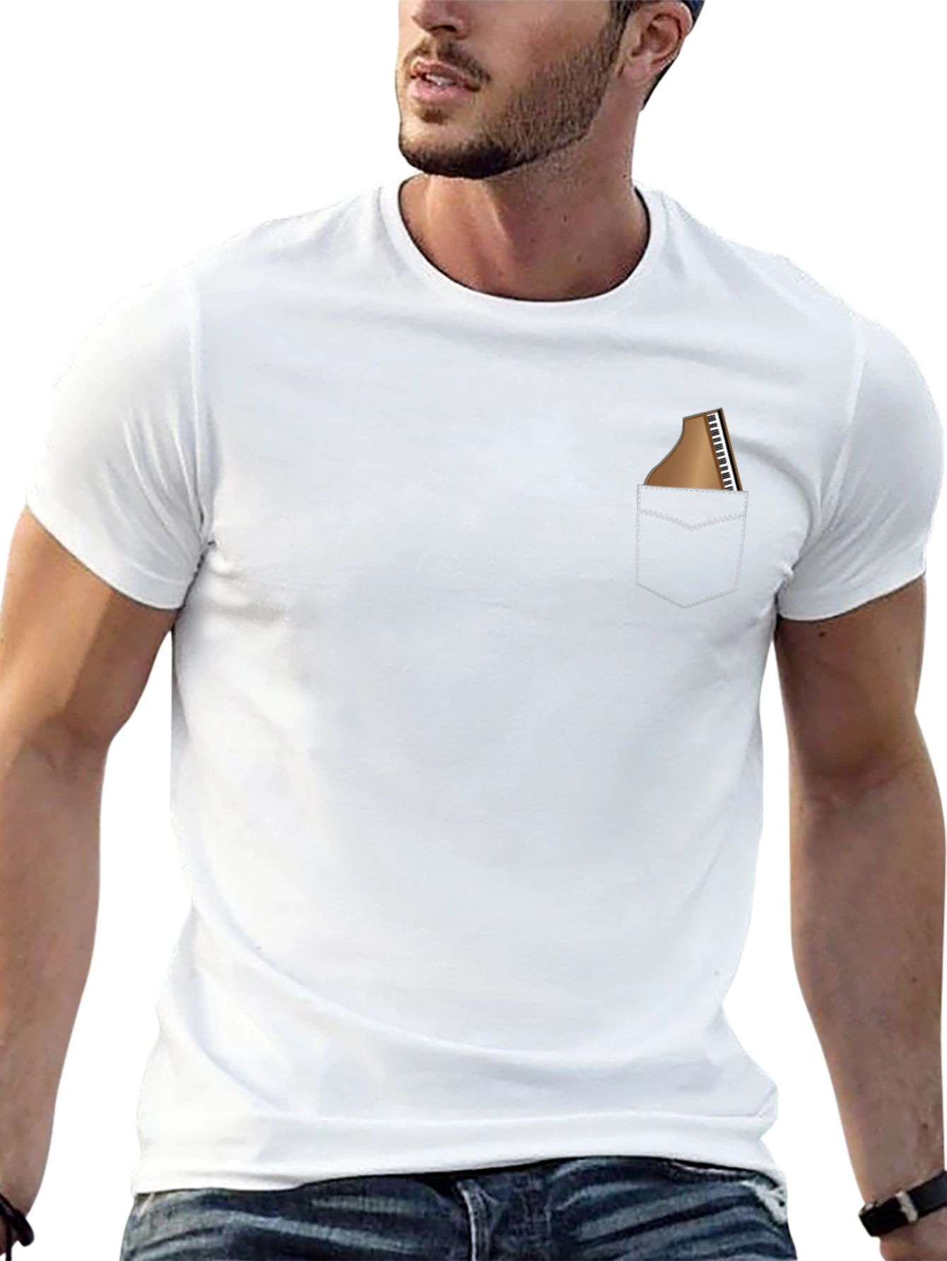 Piano Pocket T-Shirt - Musician Novelty Tee