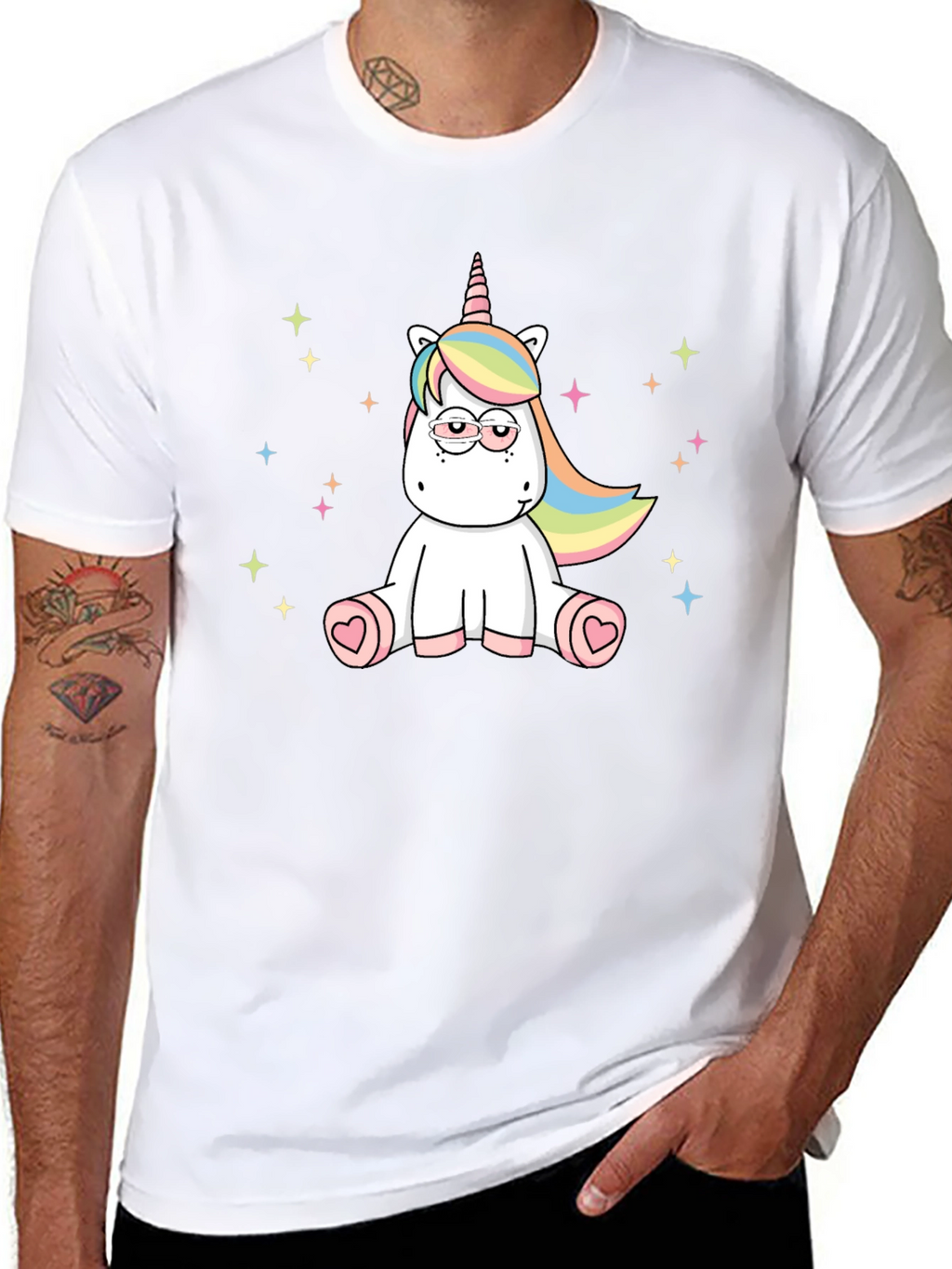 Unicorn Cartoon Graphic Black T-Shirt