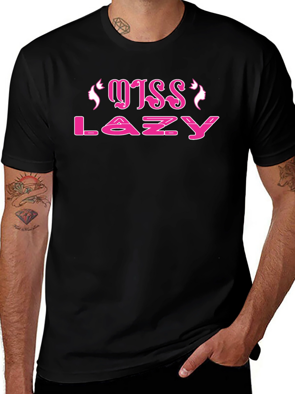 Miss Lazy Black Cotton Tee