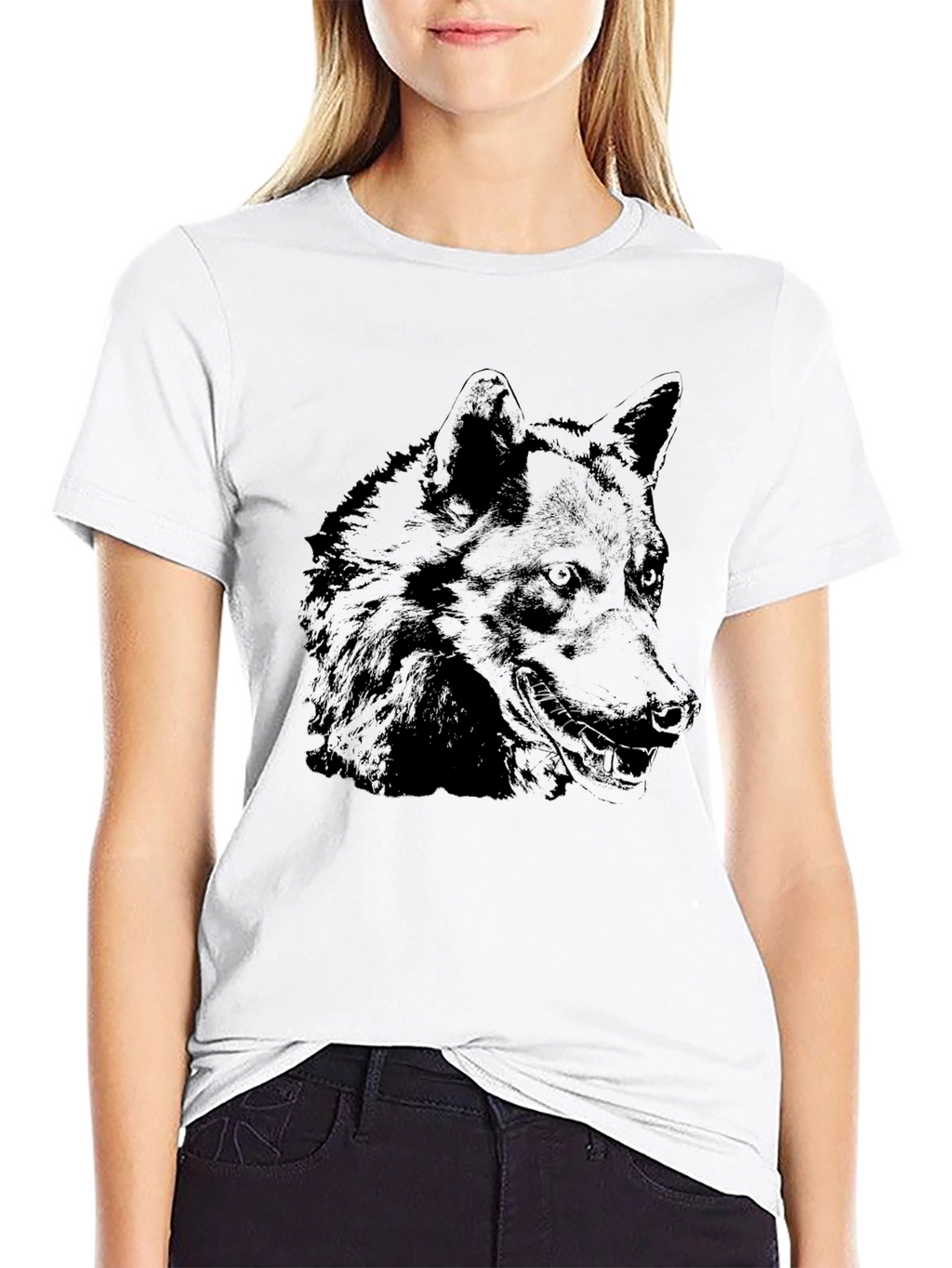 Black Wolf Graphic Tee - Cool Canine Design