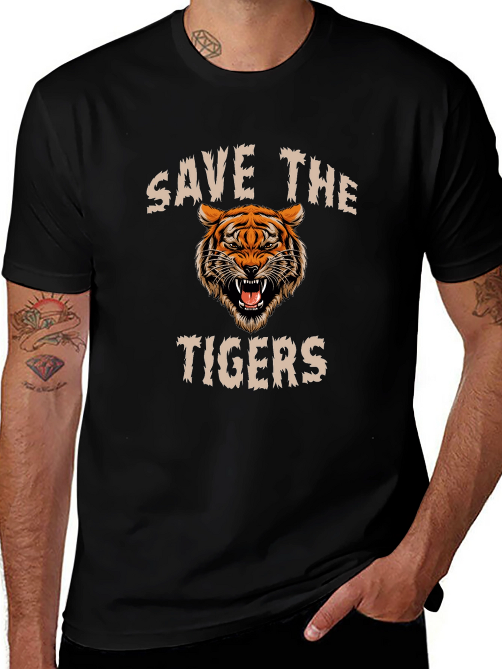Save the Tigers Graphic T-Shirt - Black