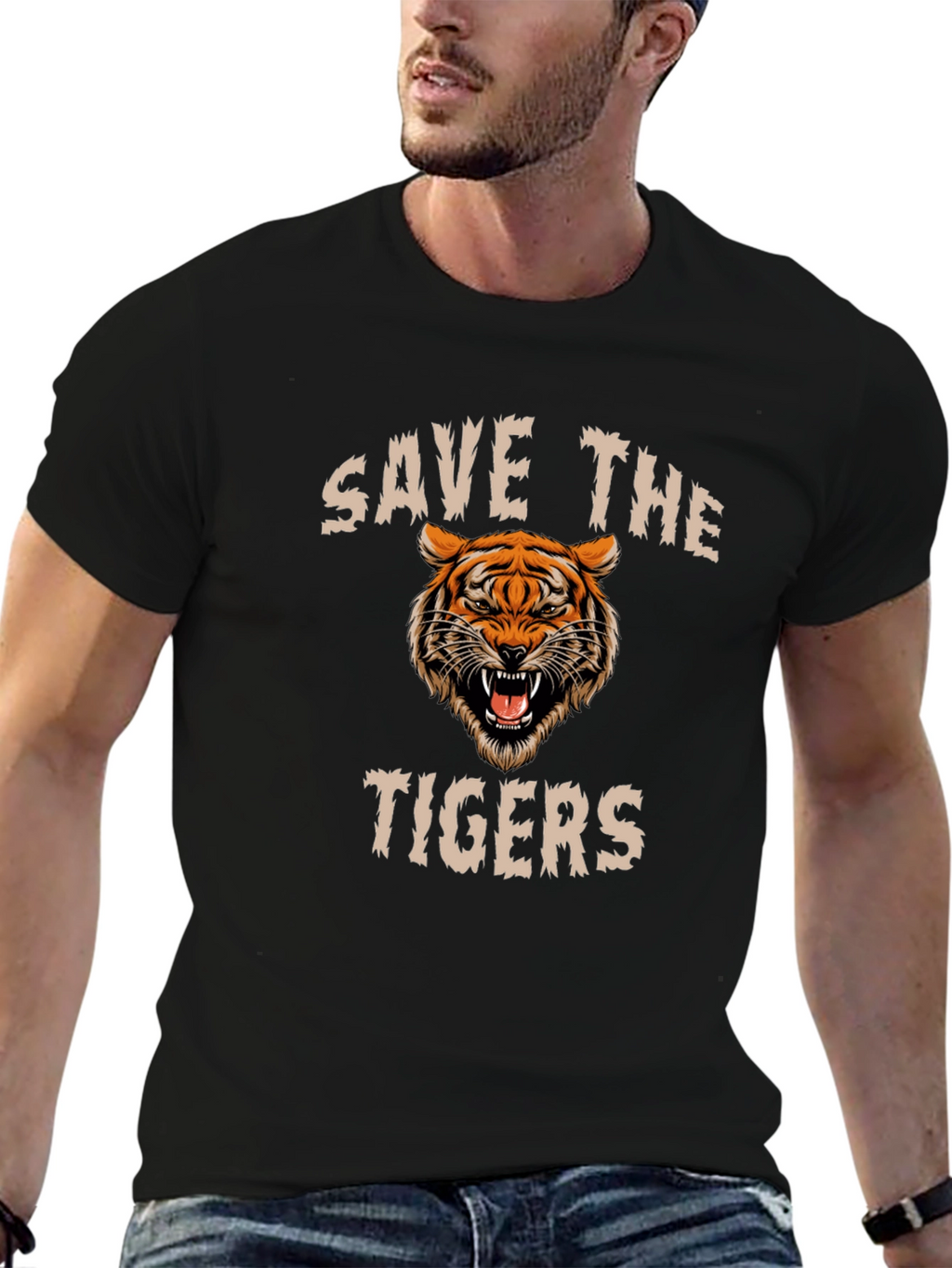 Save the Tigers Graphic T-Shirt - Black