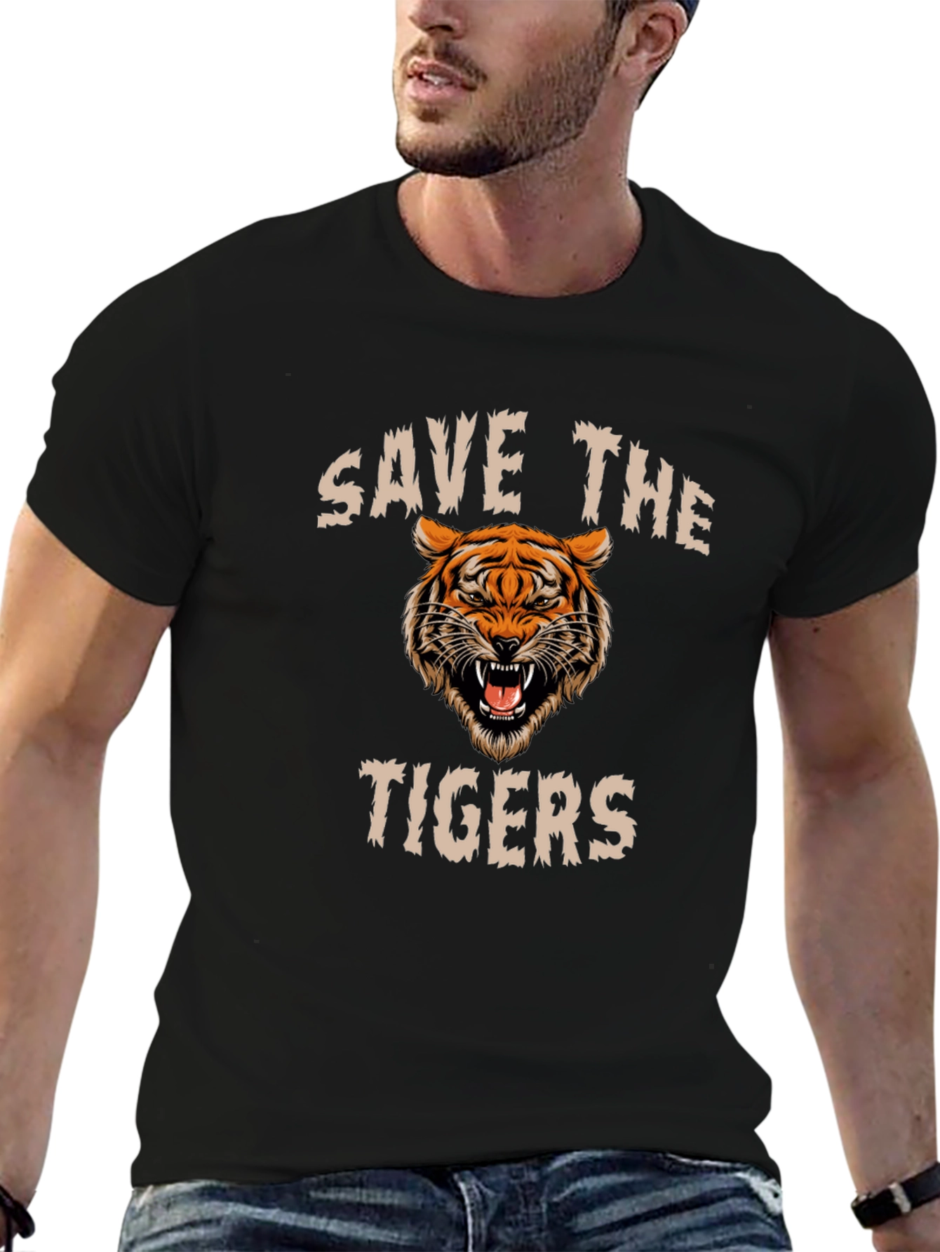 Save the Tigers Graphic T-Shirt - Black