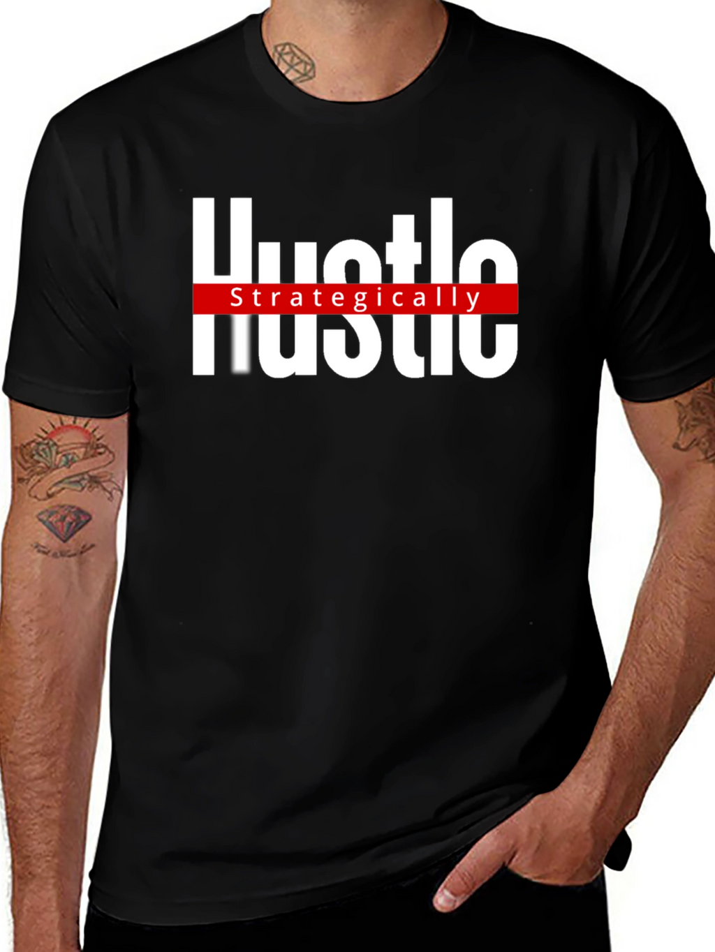 Hustle Strategically Black Graphic Tee
