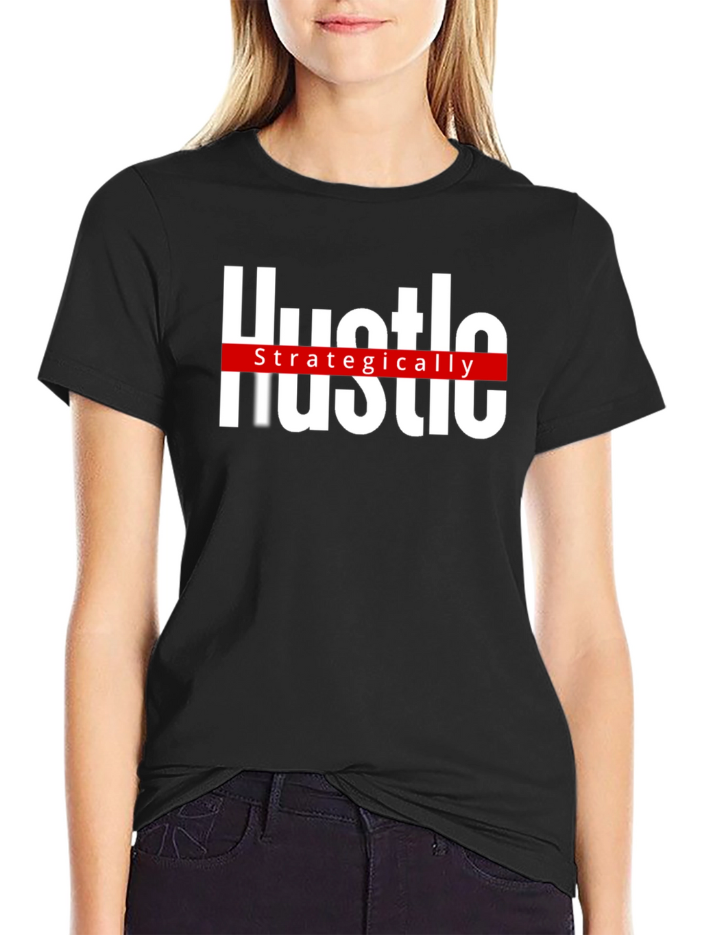 Hustle Strategically Black Graphic Tee
