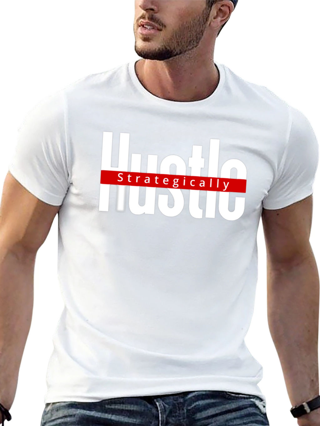 Hustle Strategically Black Graphic Tee