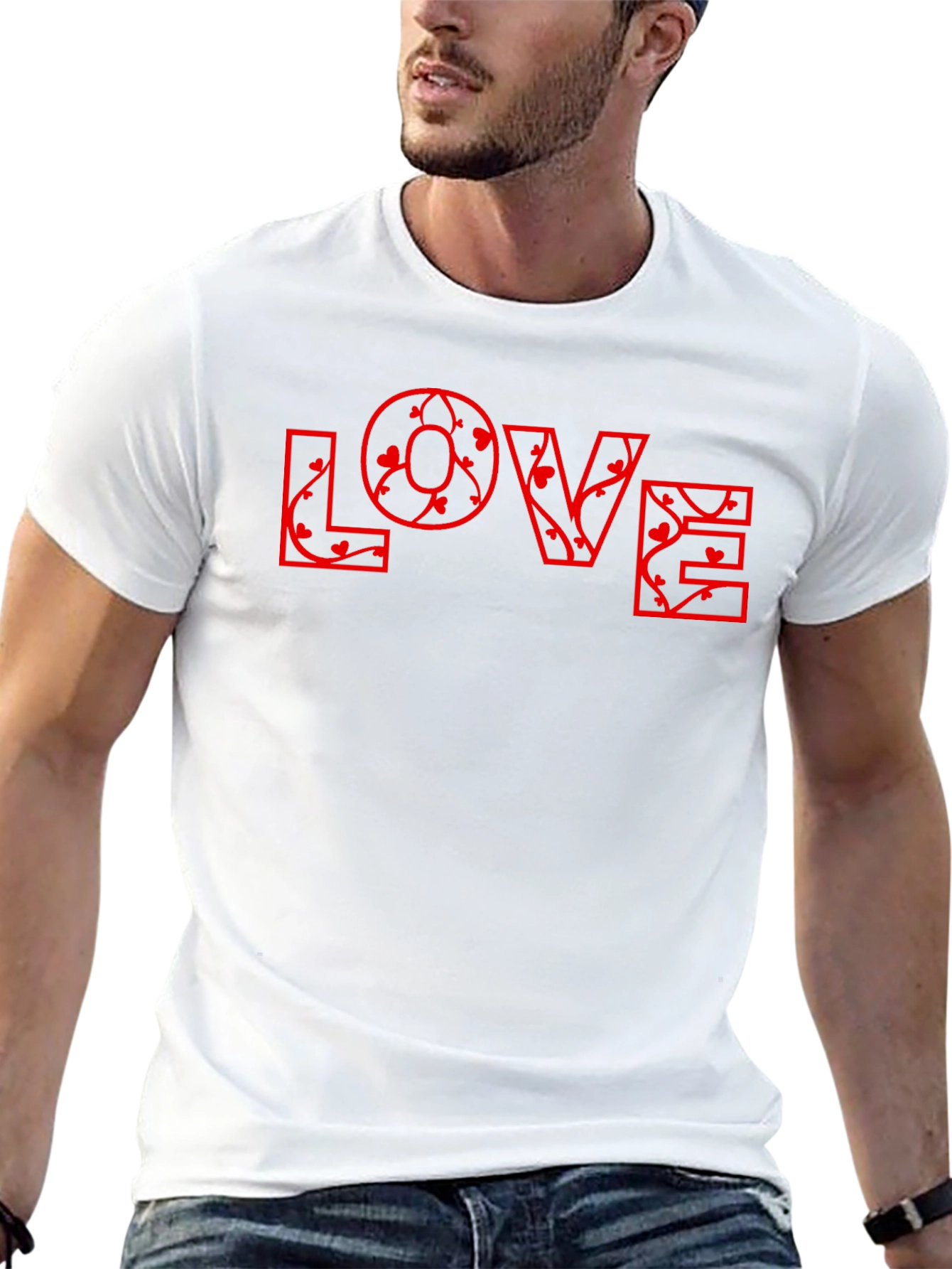 Floral LOVE Print Black T-Shirt