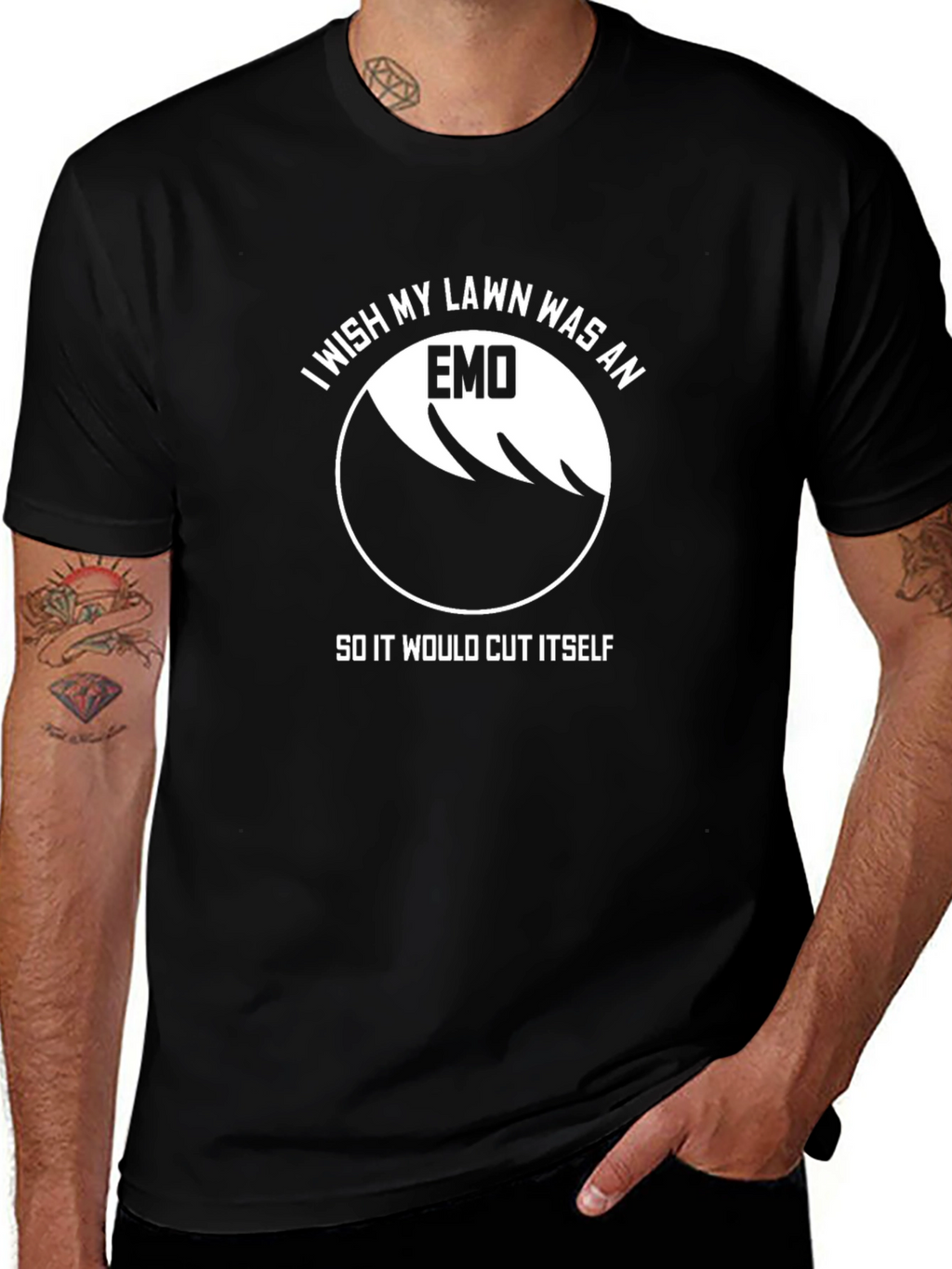 Emo Lawn T-Shirt: Cut Itself Funny Graphic Tee