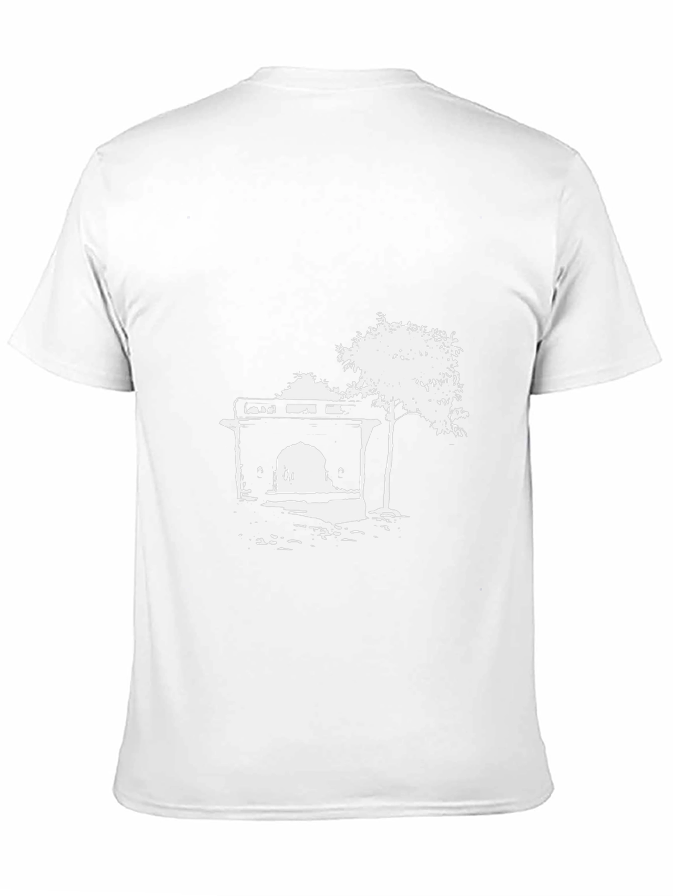 Black T-Shirt with Abstract Building Print