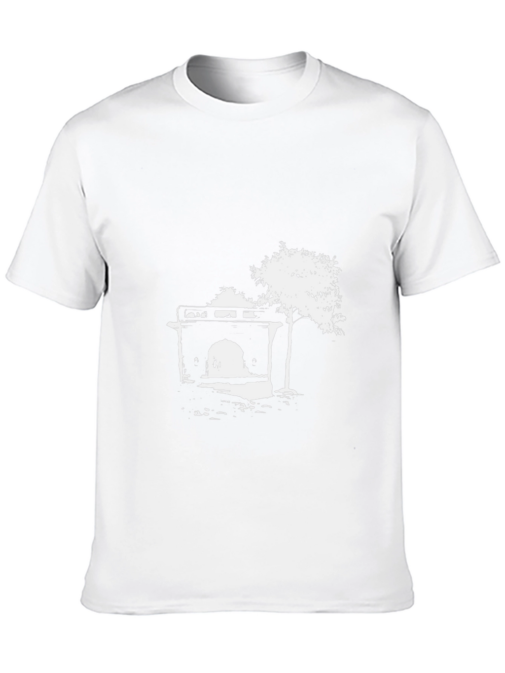 Black T-Shirt with Abstract Building Print