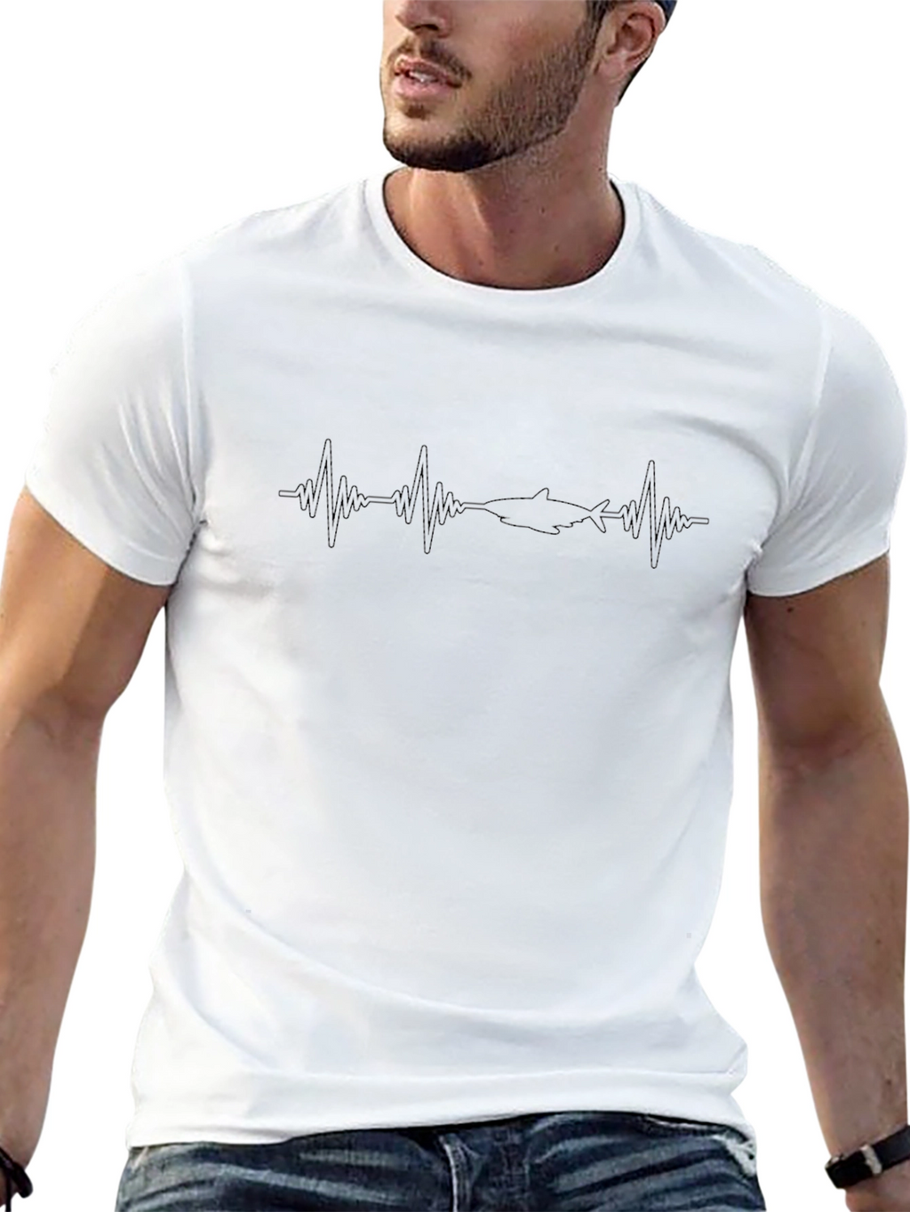 Shark Heartbeat T-Shirt - Black