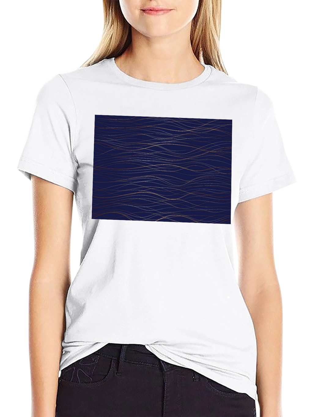 Navy Blue Wave Pattern Mens Tee