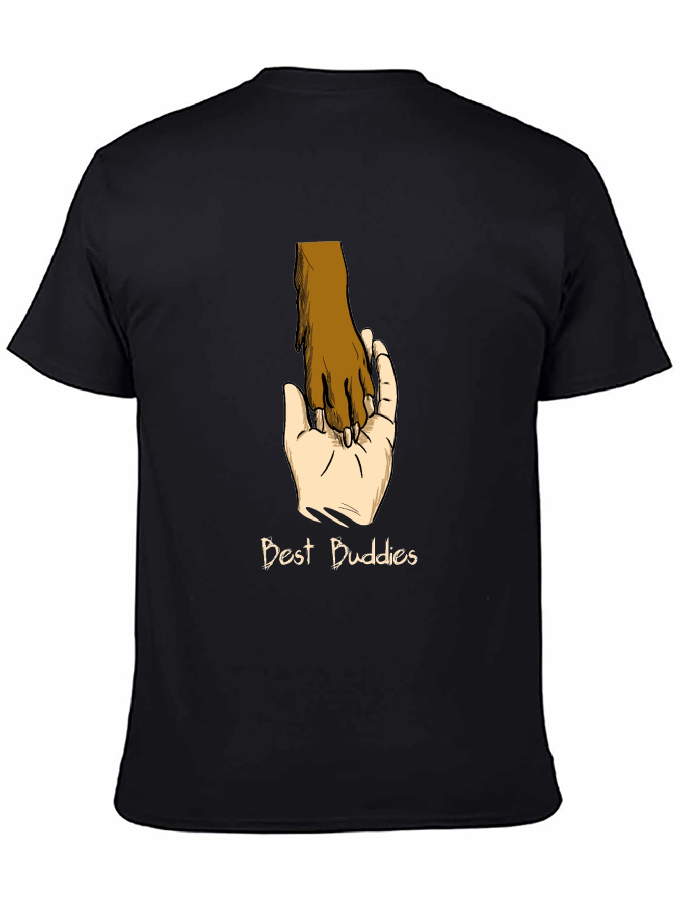 Best Buddies T-Shirt: Human & Pet Paw Handshake Graphic Tee