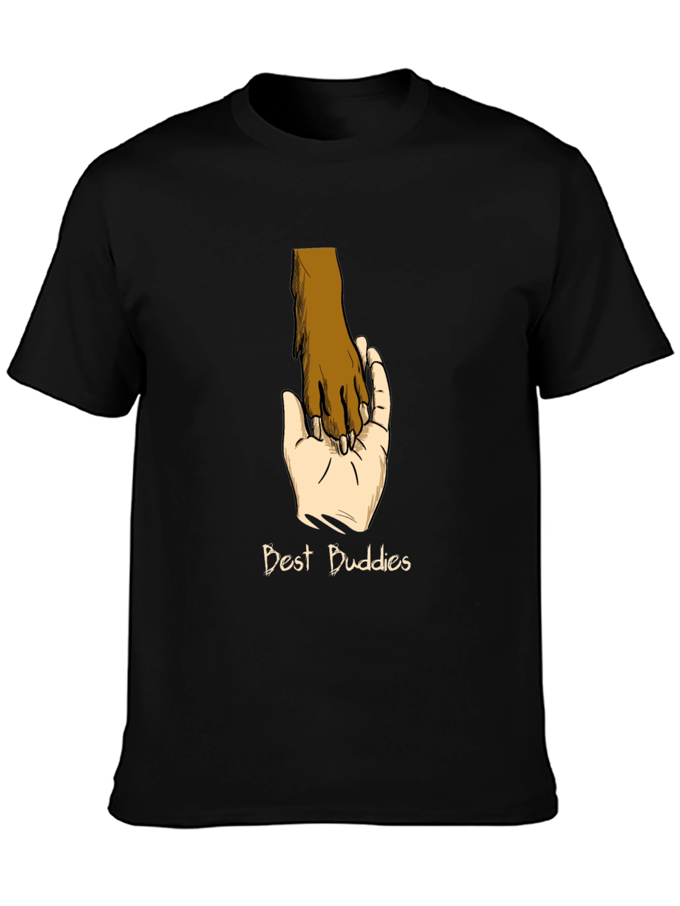 Best Buddies T-Shirt: Human & Pet Paw Handshake Graphic Tee