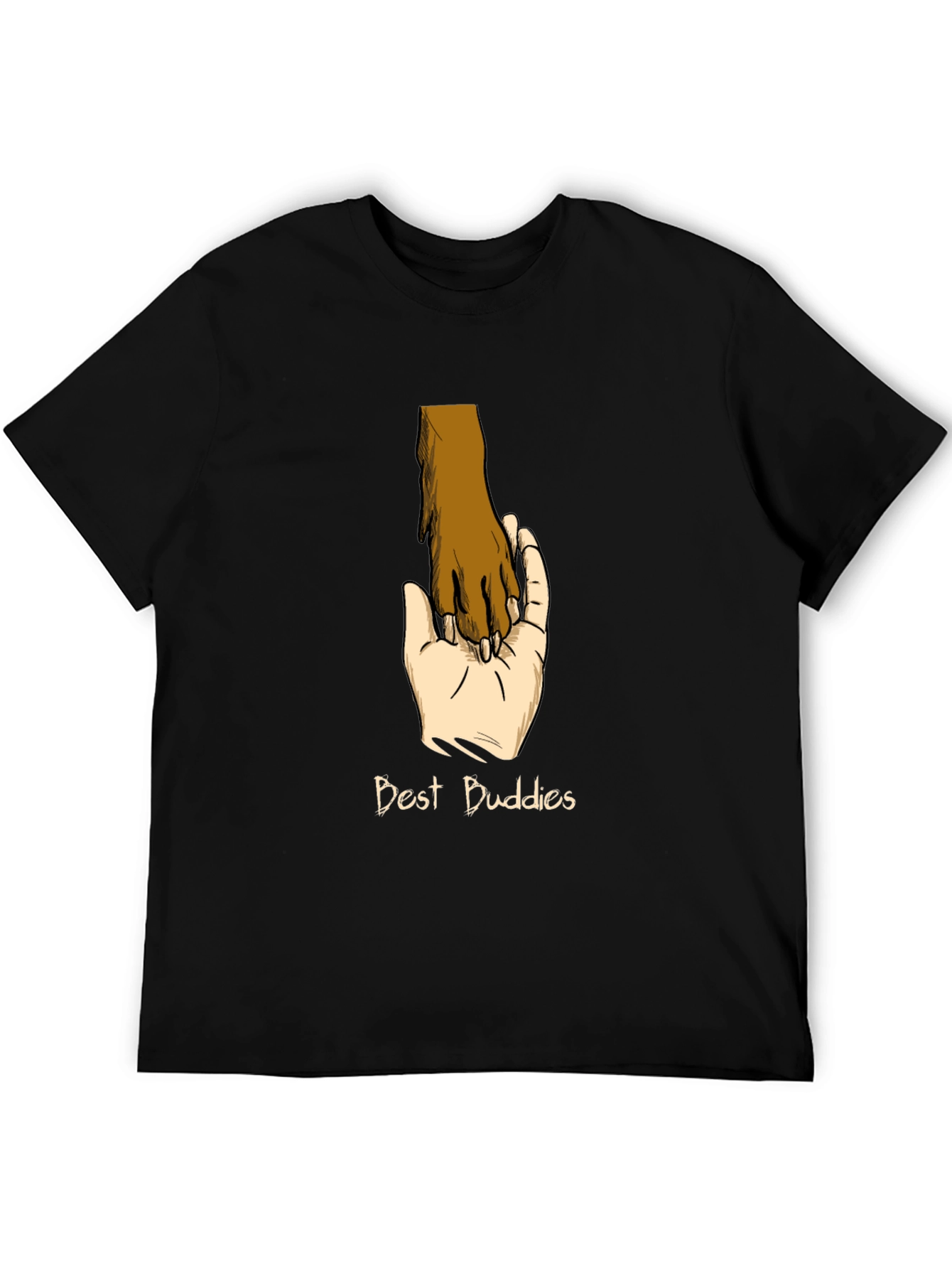 Best Buddies T-Shirt: Human & Pet Paw Handshake Graphic Tee