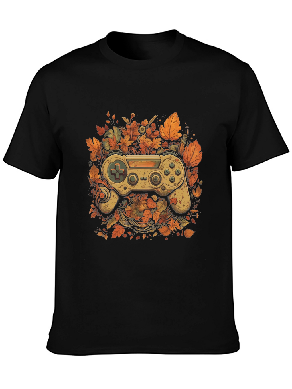 Gamers Fall T-Shirt - Unique Controller Leaf Design