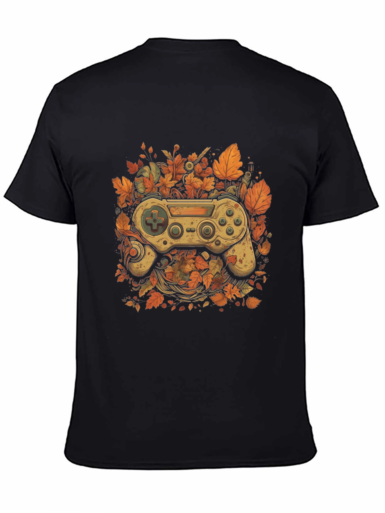 Gamers Fall T-Shirt - Unique Controller Leaf Design