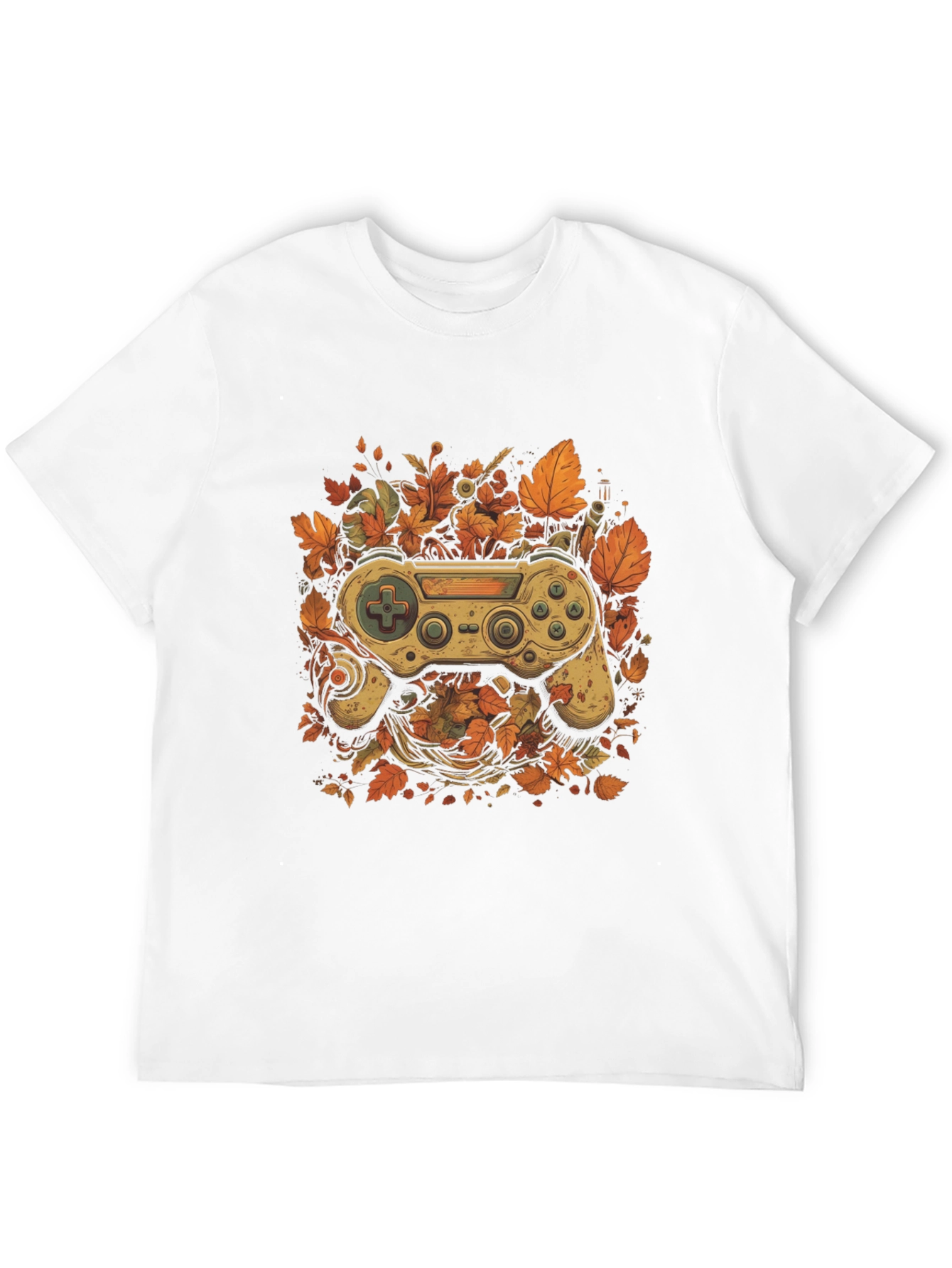 Gamers Fall T-Shirt - Unique Controller Leaf Design
