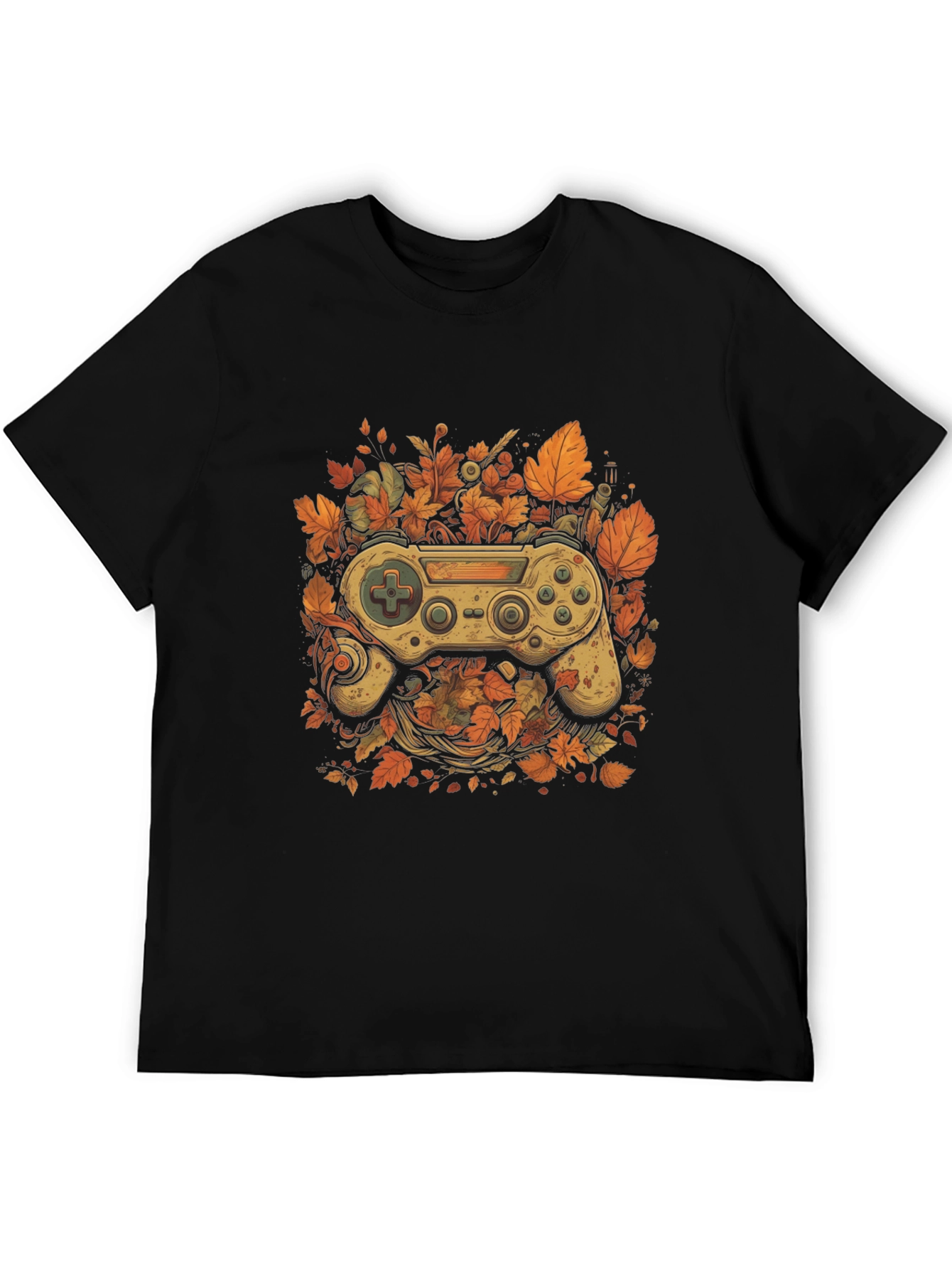 Gamers Fall T-Shirt - Unique Controller Leaf Design