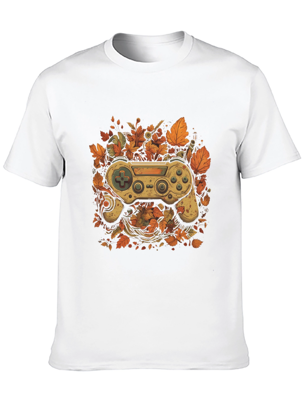Gamers Fall T-Shirt - Unique Controller Leaf Design