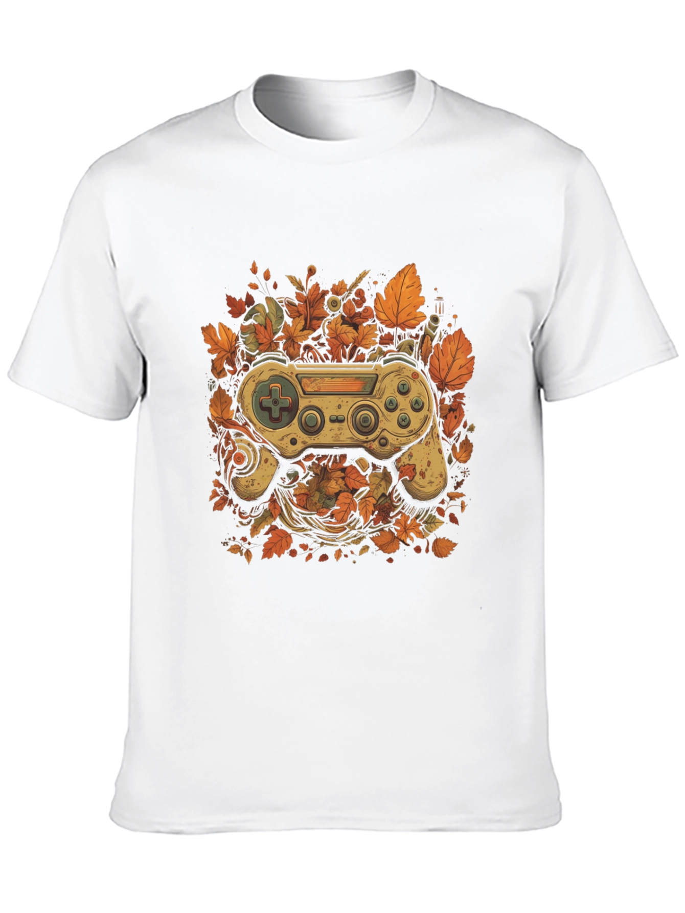 Gamers Fall T-Shirt - Unique Controller Leaf Design