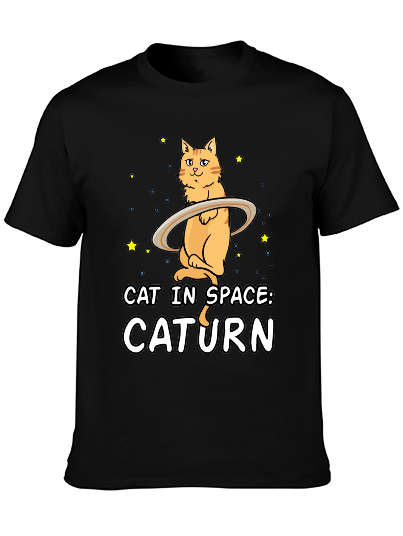 Caturn T-Shirt: Cat in Space Funny Graphic Tee