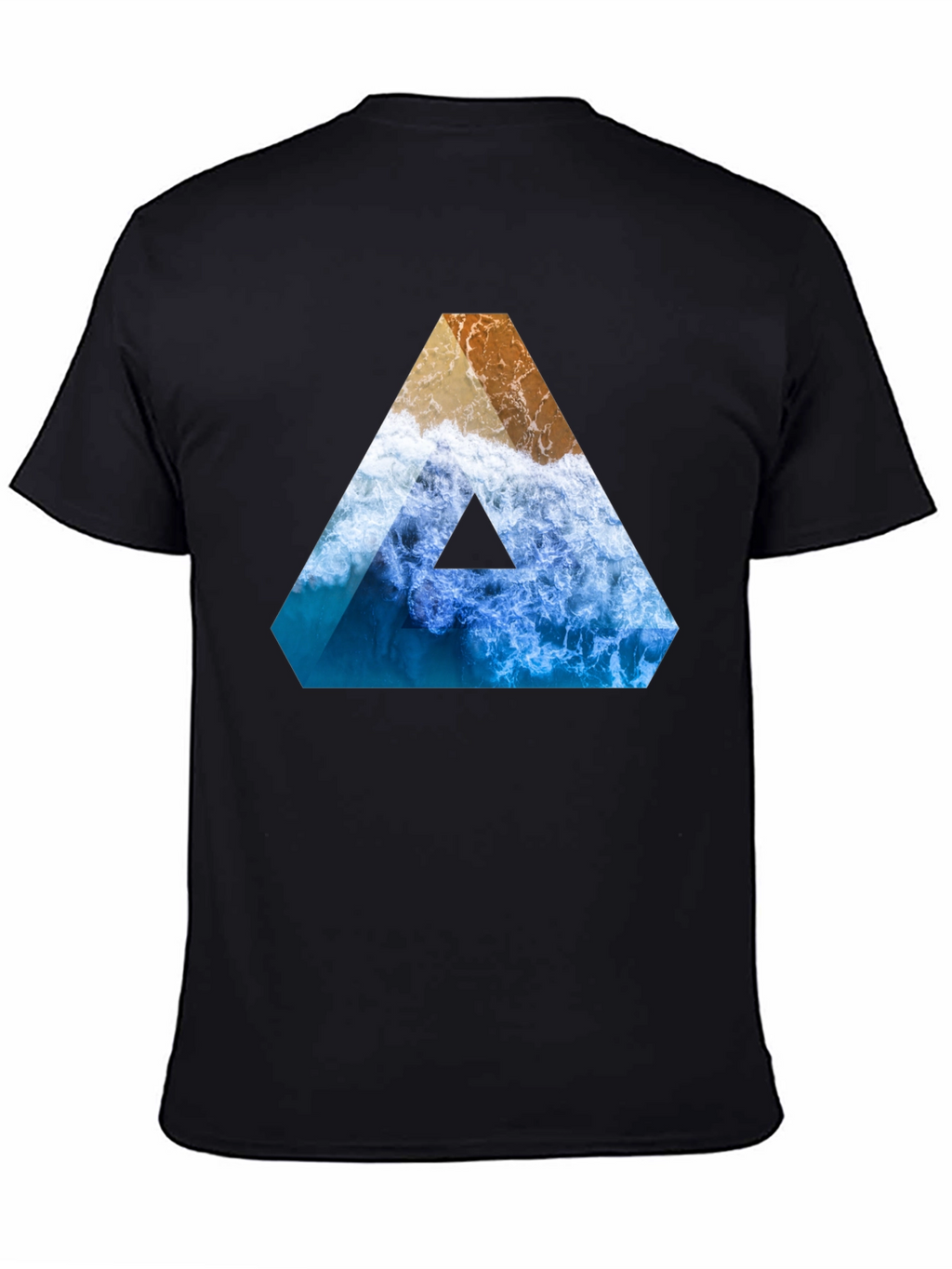 Ocean Wave Triangle Graphic Tee - Black