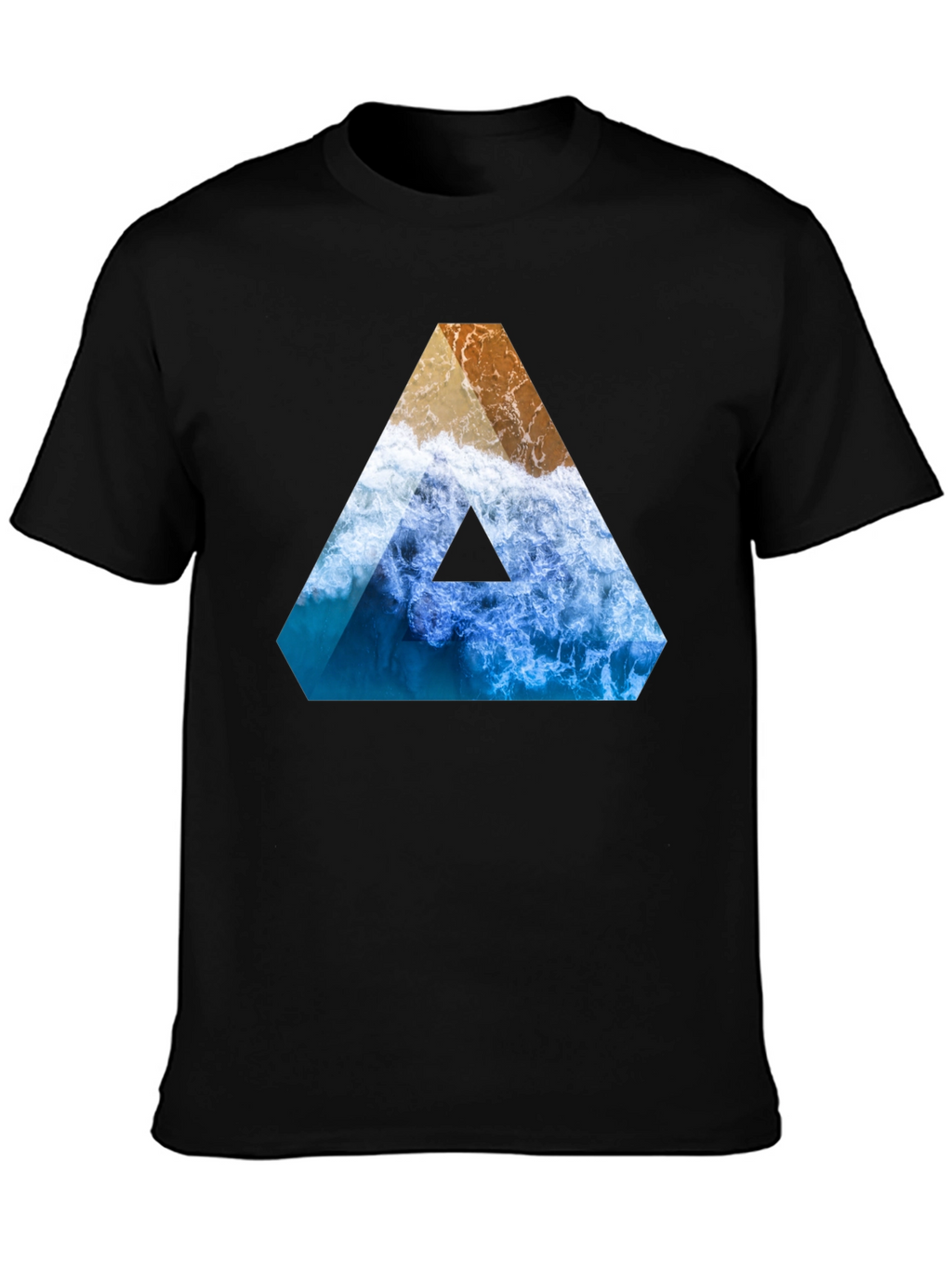 Ocean Wave Triangle Graphic Tee - Black