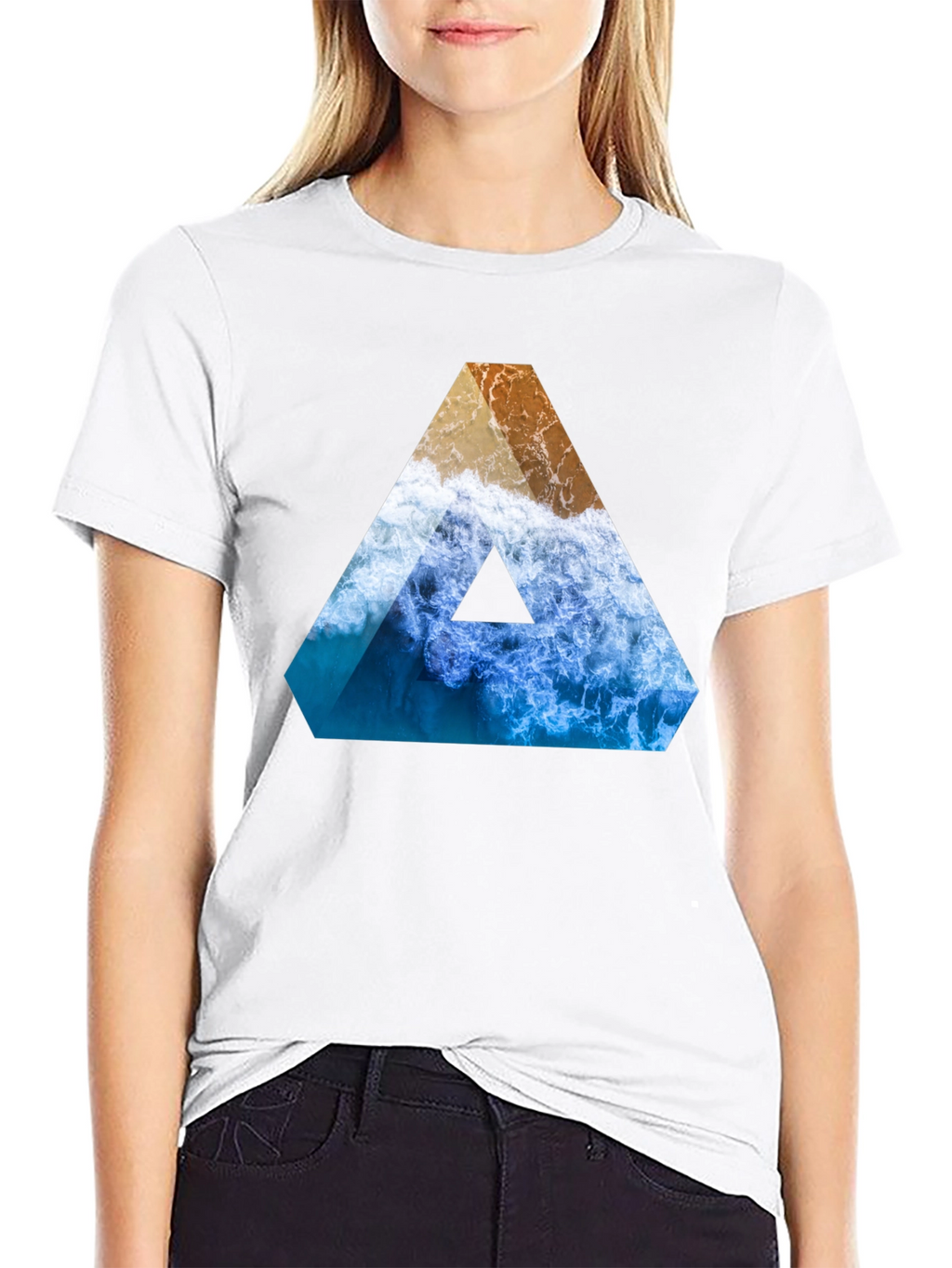 Ocean Wave Triangle Graphic Tee - Black