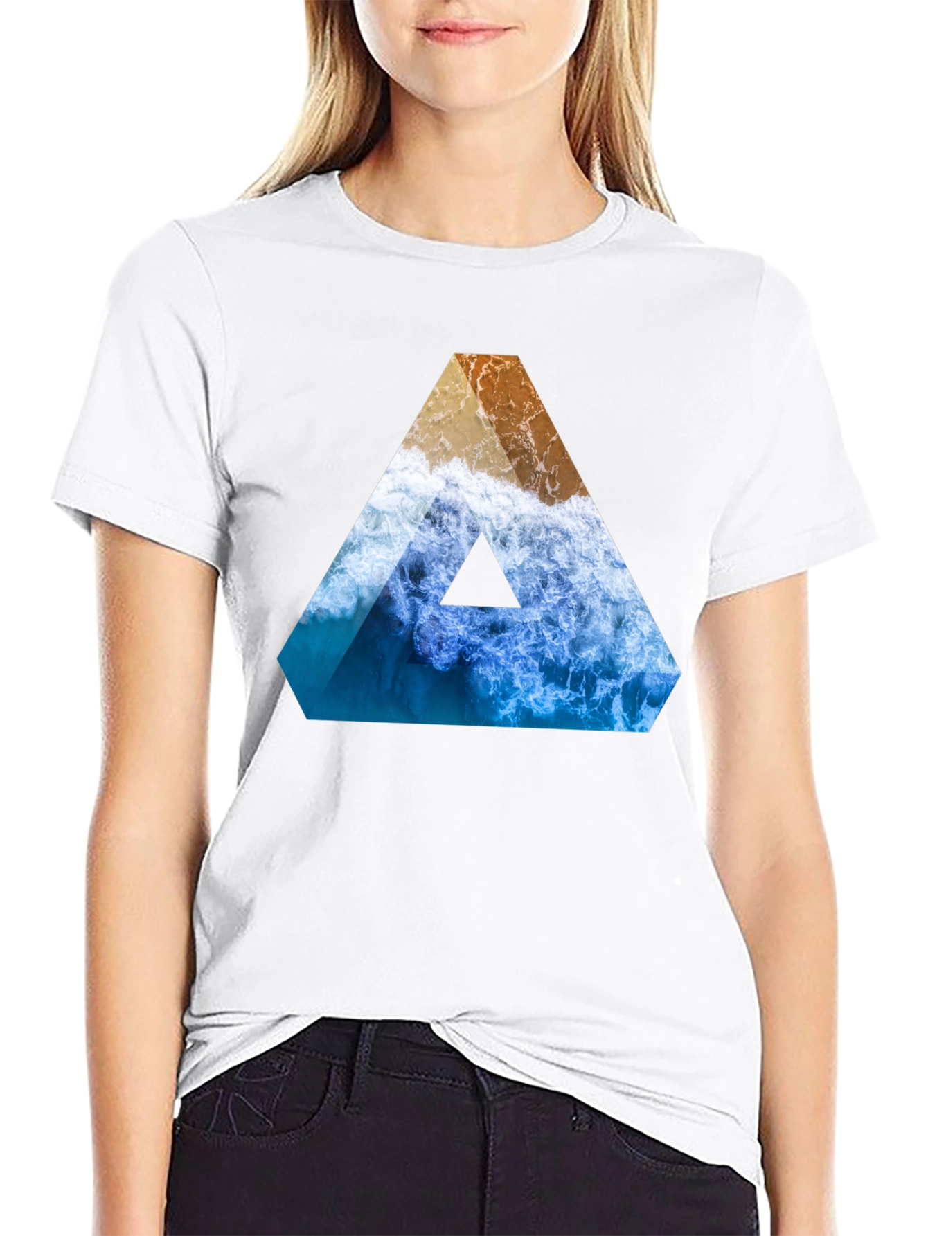 Ocean Wave Triangle Graphic Tee - Black