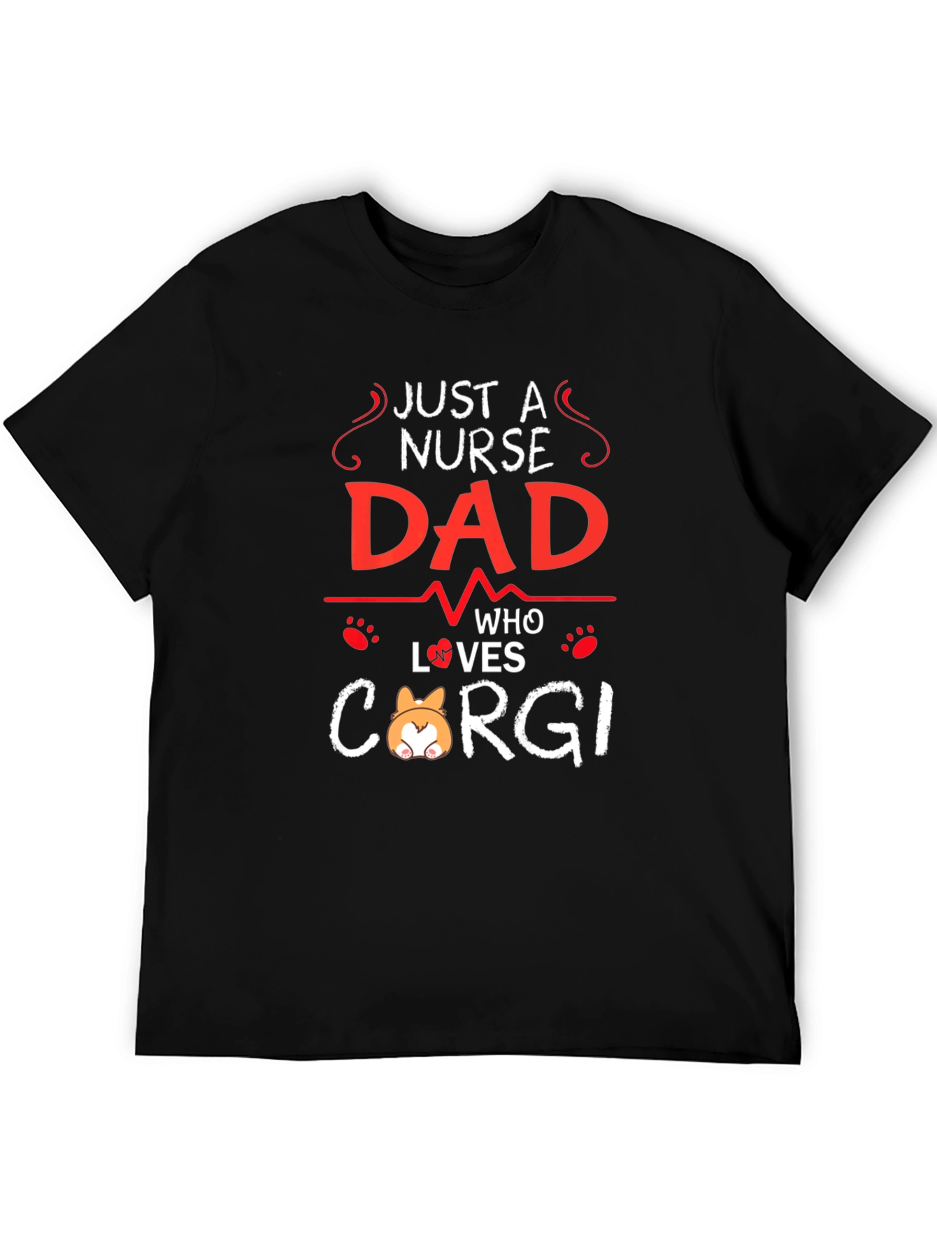 Nurse Dad Corgi Lover T-Shirt - Black