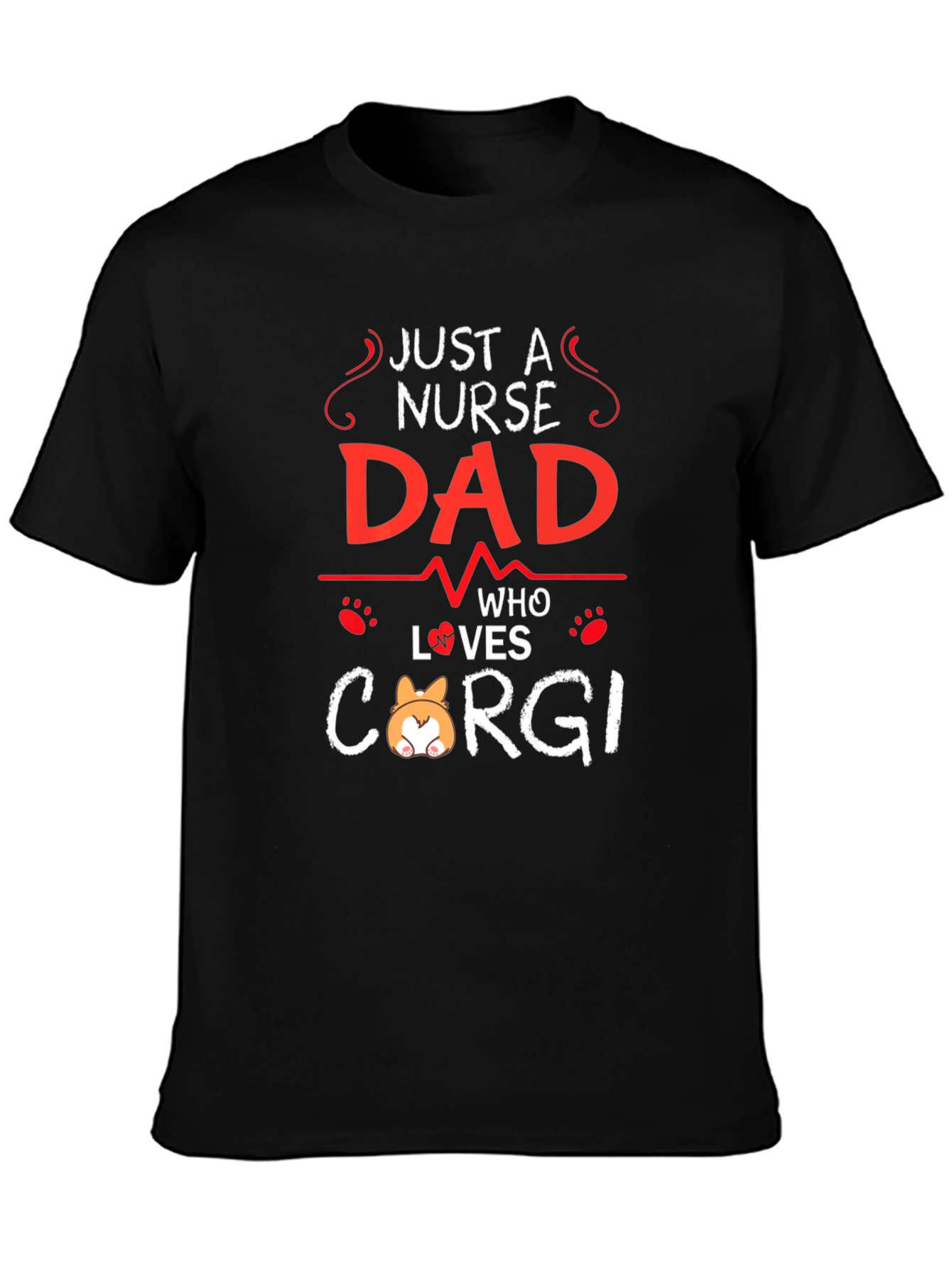 Nurse Dad Corgi Lover T-Shirt - Black
