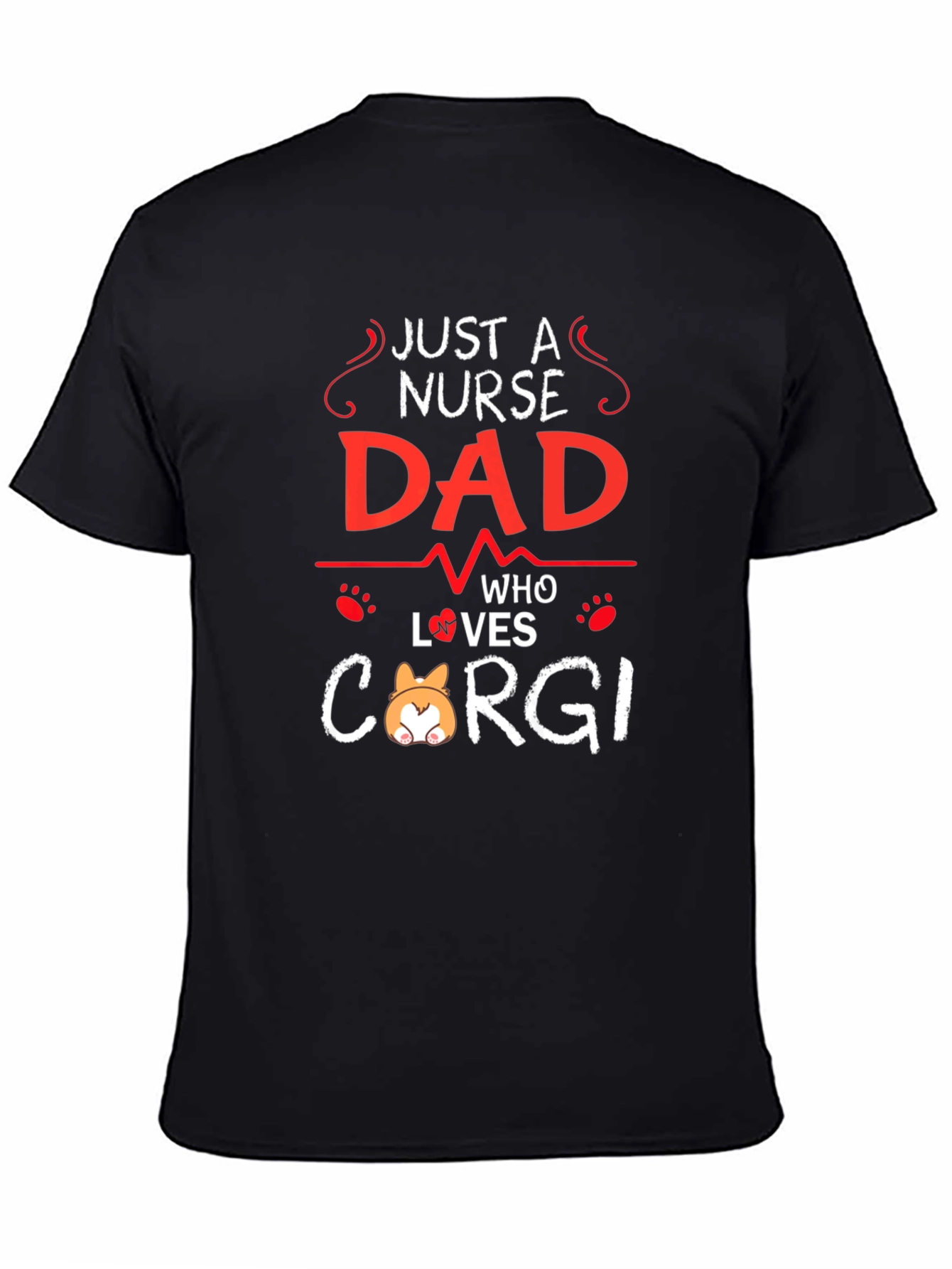 Nurse Dad Corgi Lover T-Shirt - Black