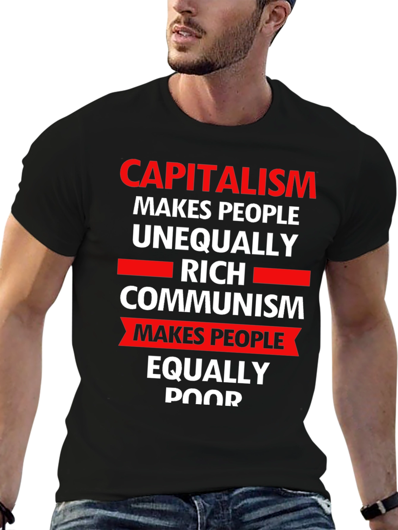 Capitalism vs Communism Slogan Graphic T-Shirt