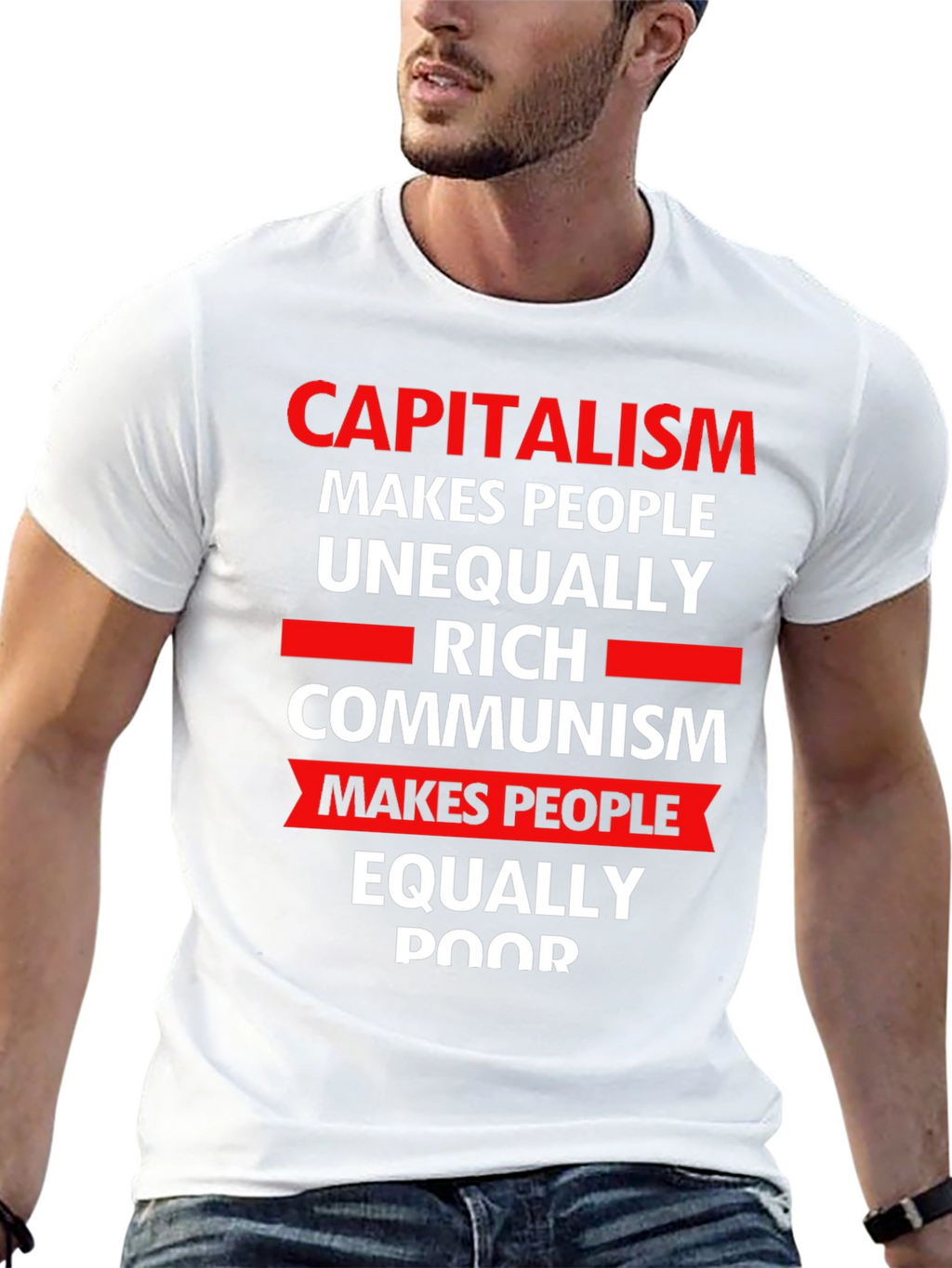 Capitalism vs Communism Slogan Graphic T-Shirt