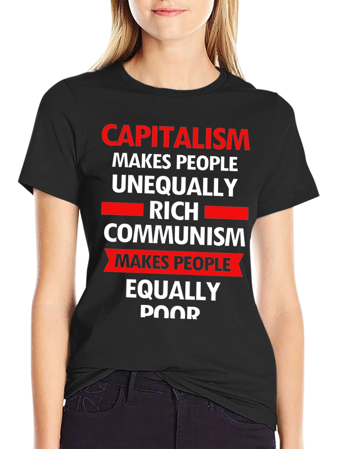 Capitalism vs Communism Slogan Graphic T-Shirt