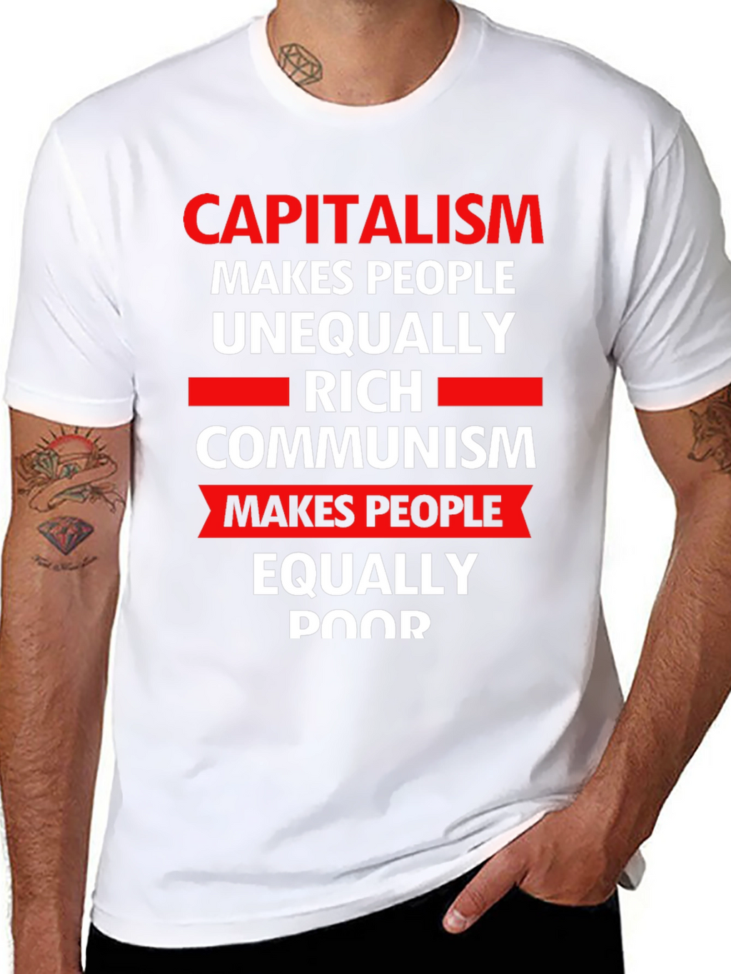 Capitalism vs Communism Slogan Graphic T-Shirt