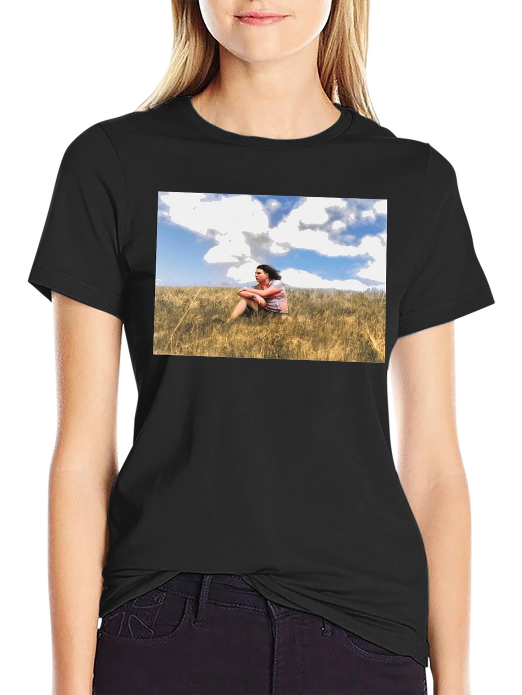Nature Scene Graphic Black T-Shirt