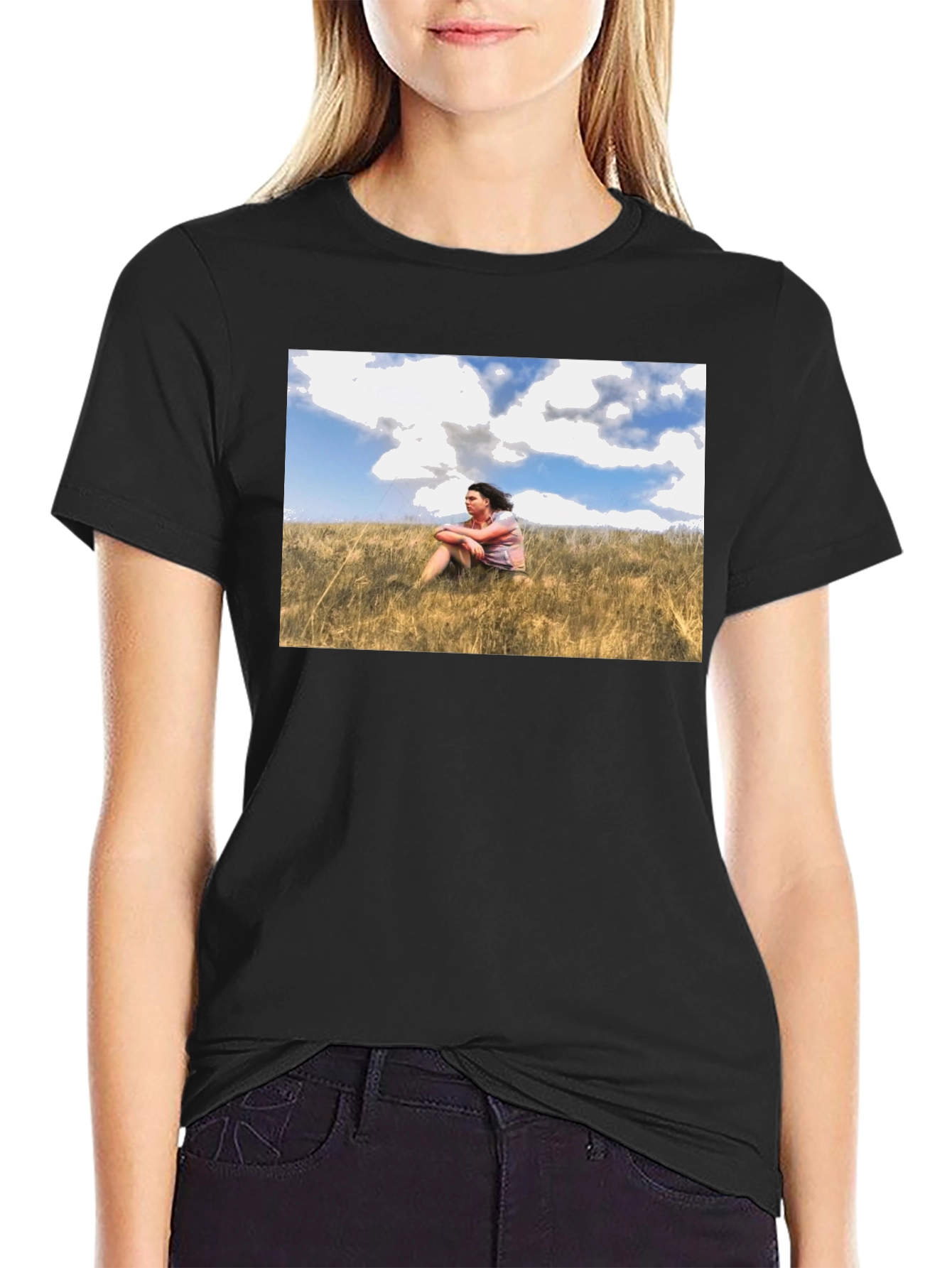 Nature Scene Graphic Black T-Shirt