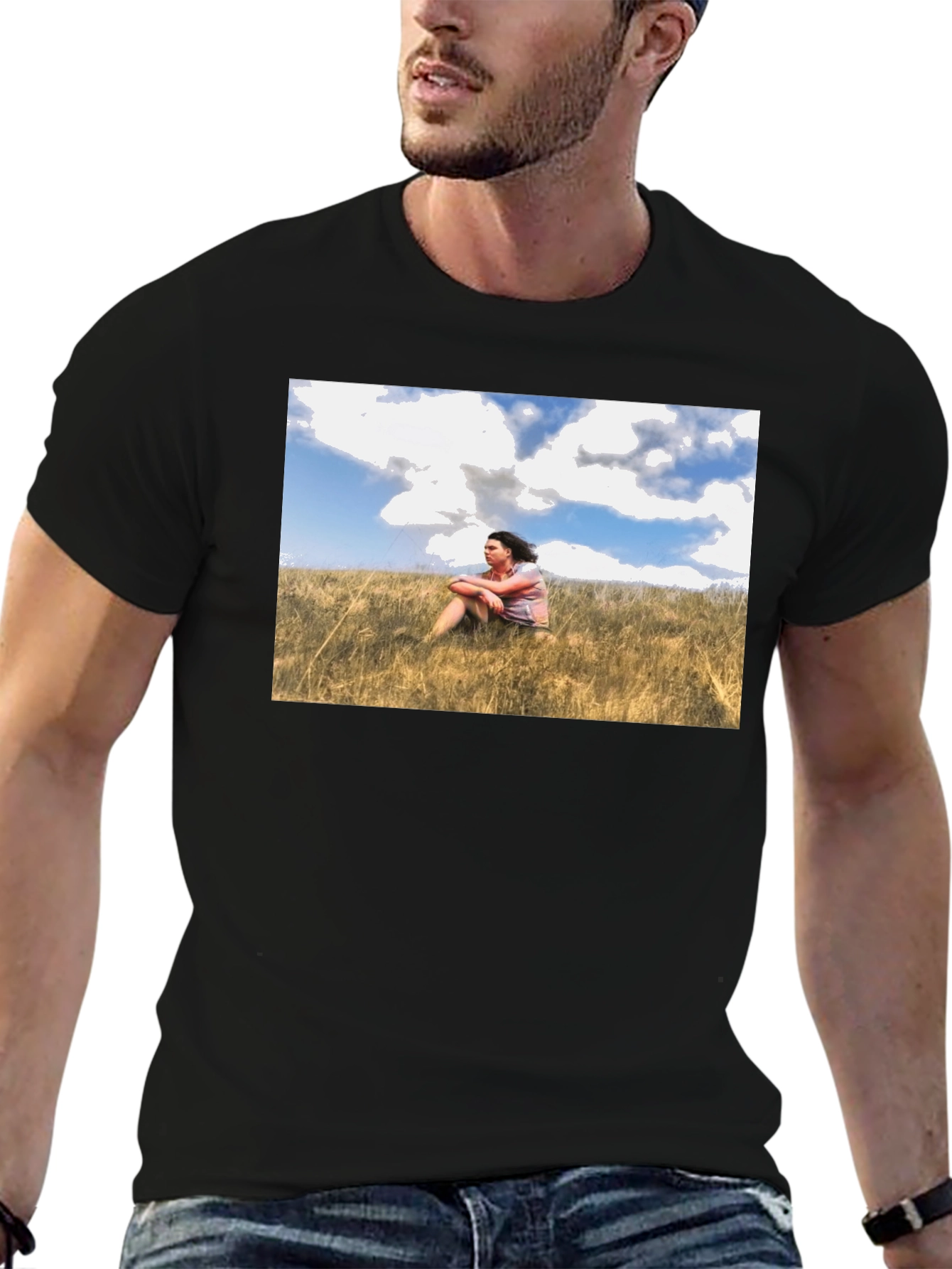 Nature Scene Graphic Black T-Shirt