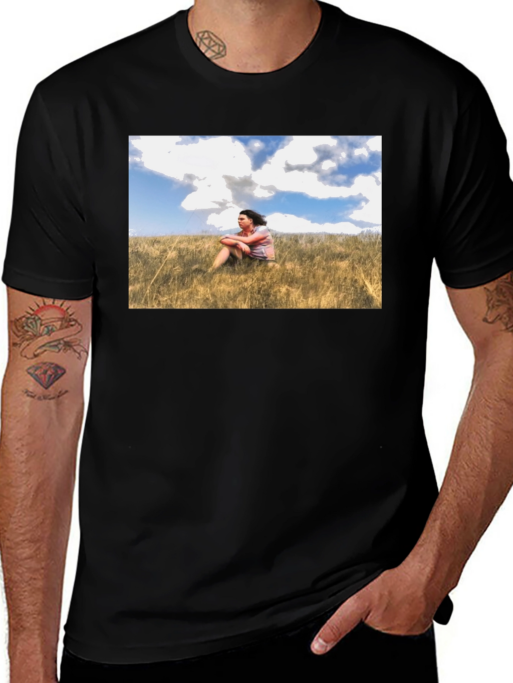 Nature Scene Graphic Black T-Shirt