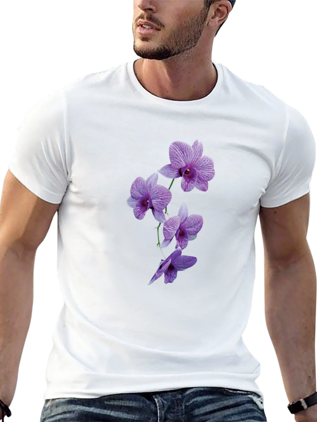 Orchid Flower Black T-Shirt