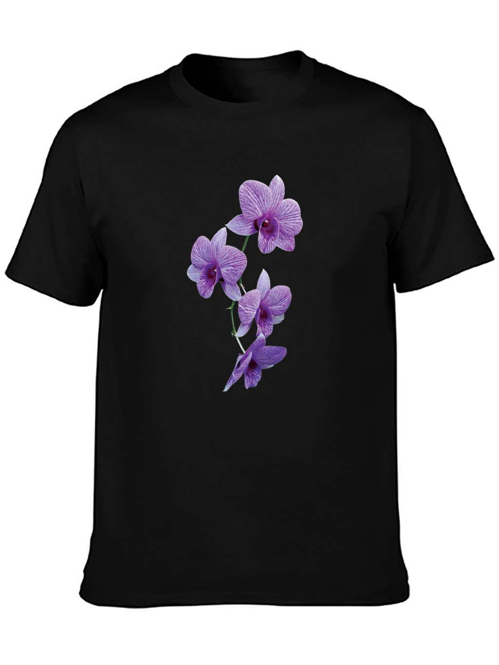 Orchid Flower Black T-Shirt