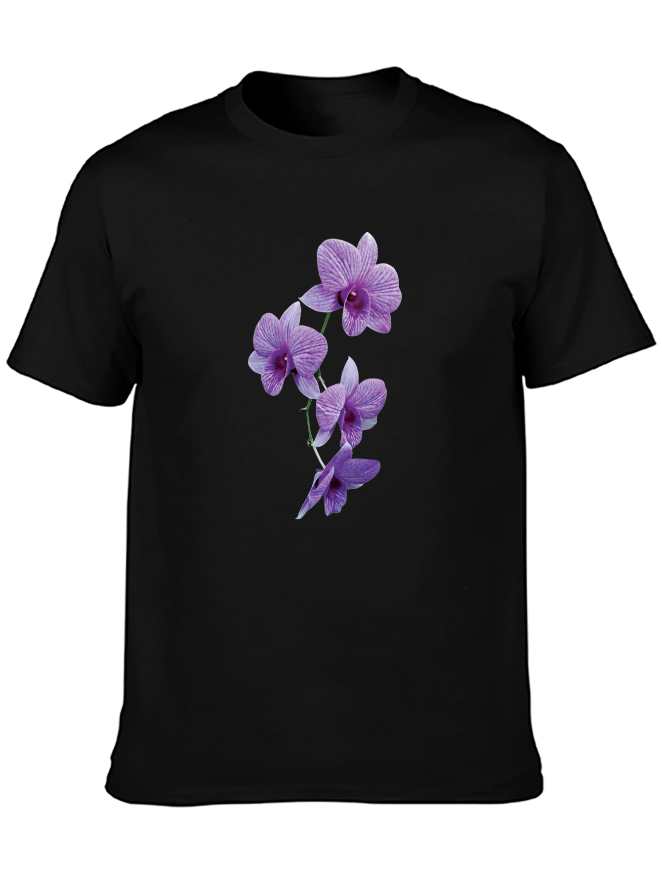 Orchid Flower Black T-Shirt