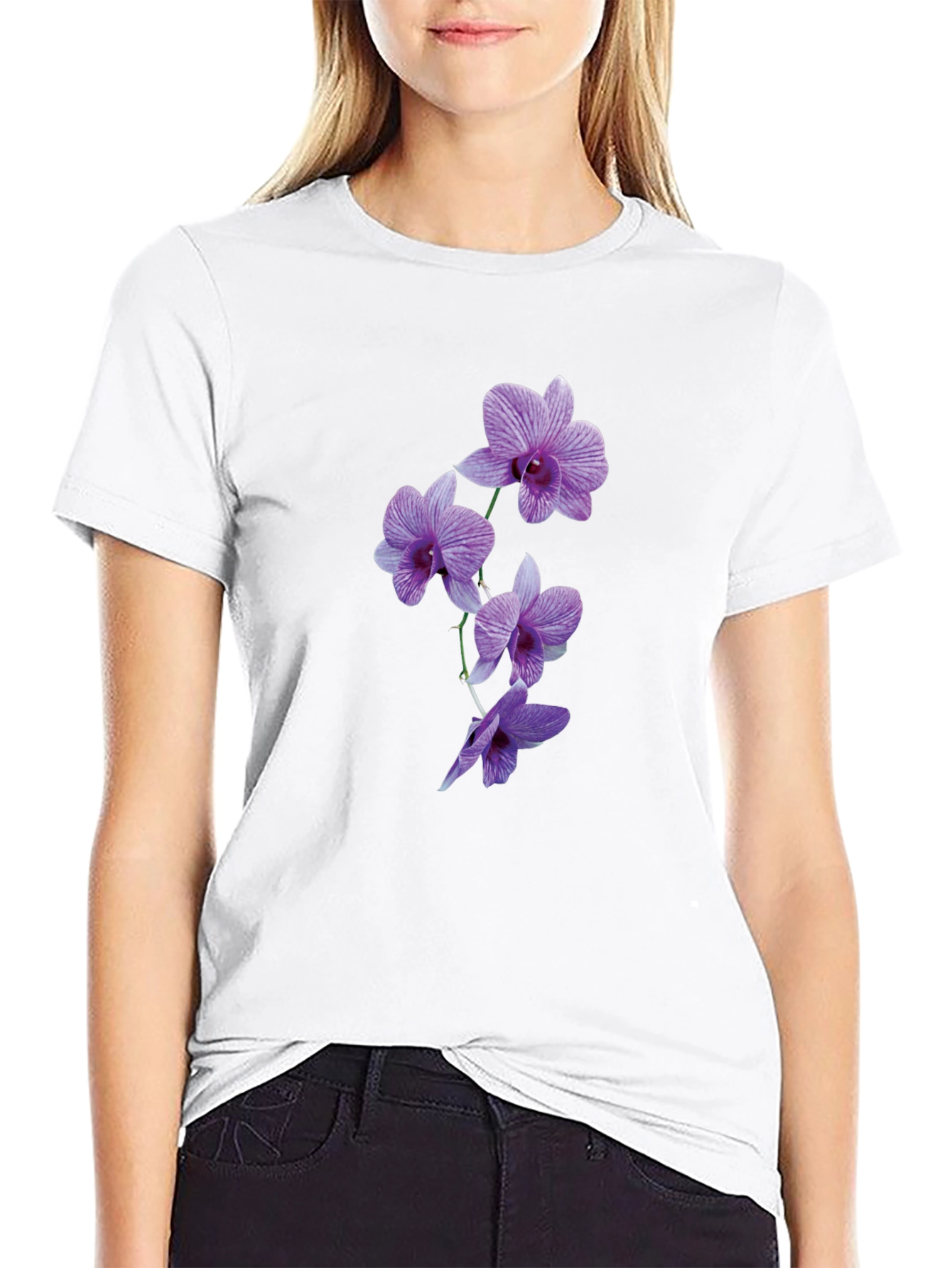 Orchid Flower Black T-Shirt