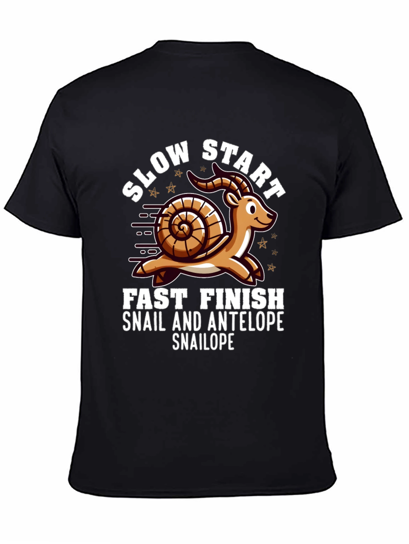 Snail Antelope Snailope Graphic T-Shirt - Slow Start Fast Finish