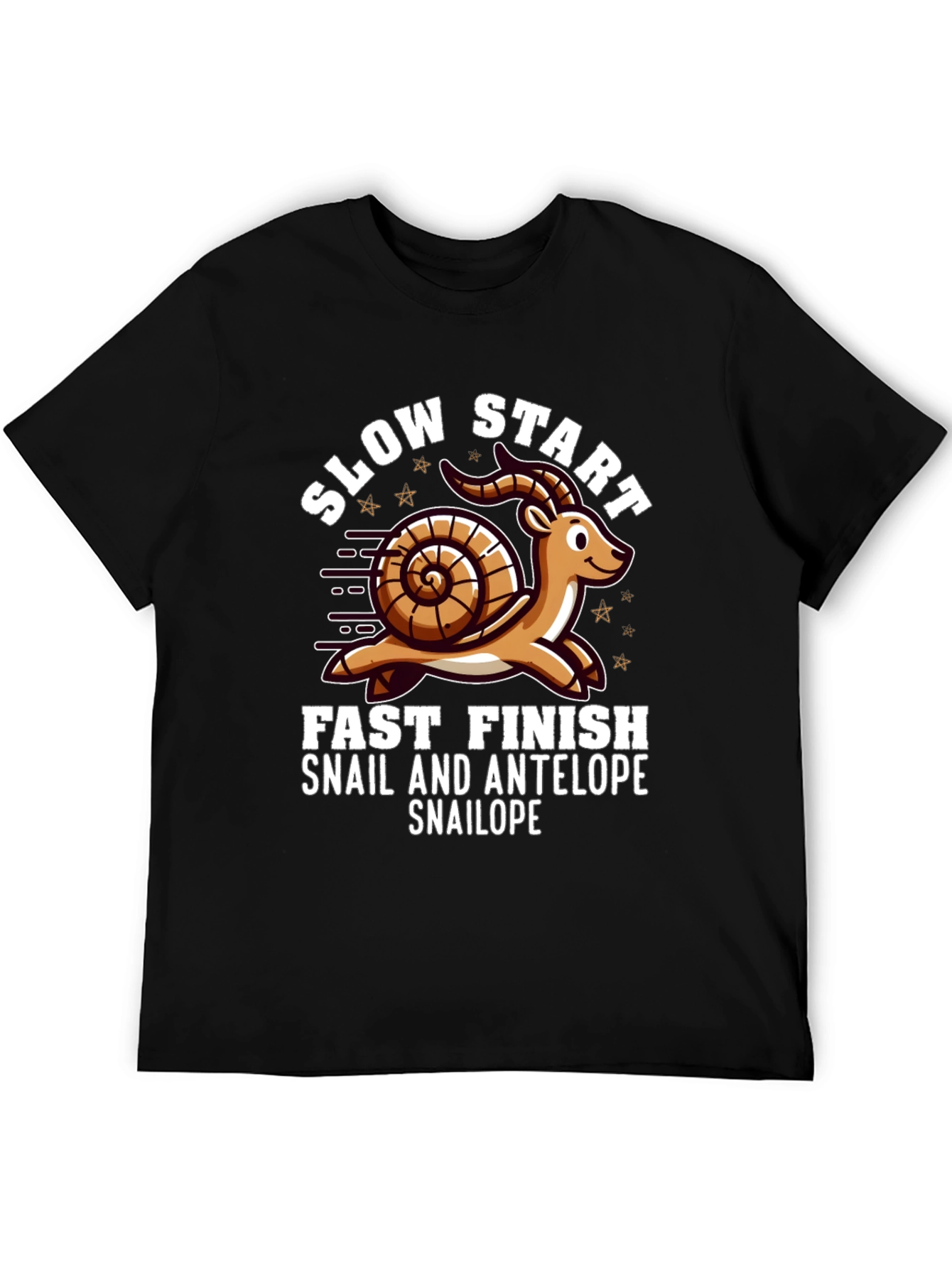 Snail Antelope Snailope Graphic T-Shirt - Slow Start Fast Finish