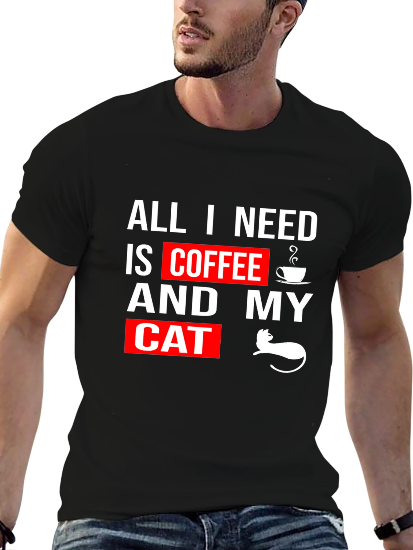 Coffee and Cats T-Shirt - Black Graphic Tee