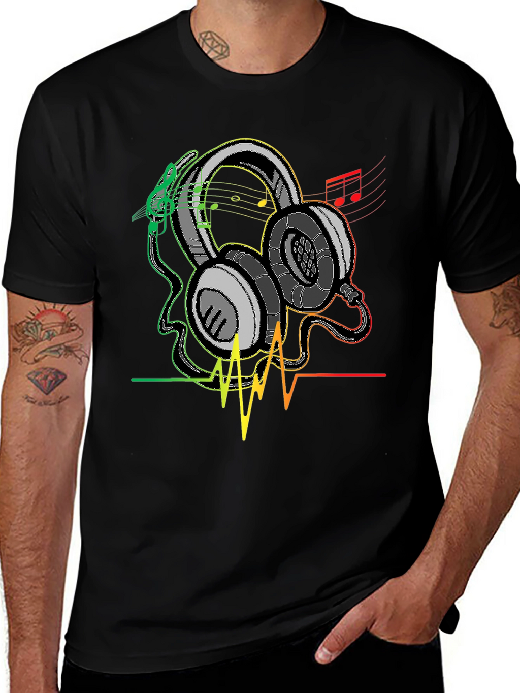 Rasta Headphones Graphic Tee - Music Lover Shirt